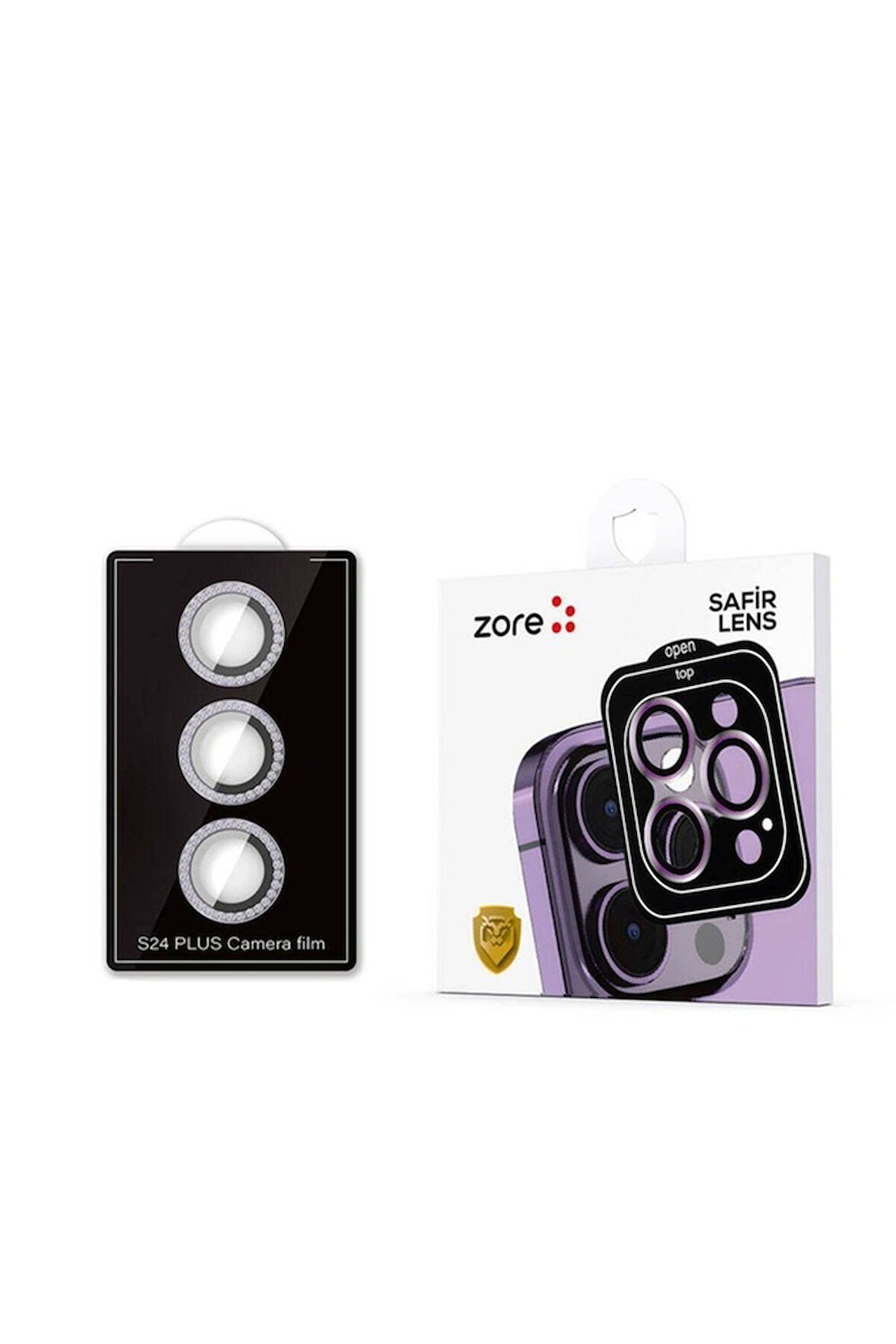 Samsung Galaxy S24 Plus Uyumlu Zore Diamond Kamera Lens Koruyucu Cam Filmi Mor