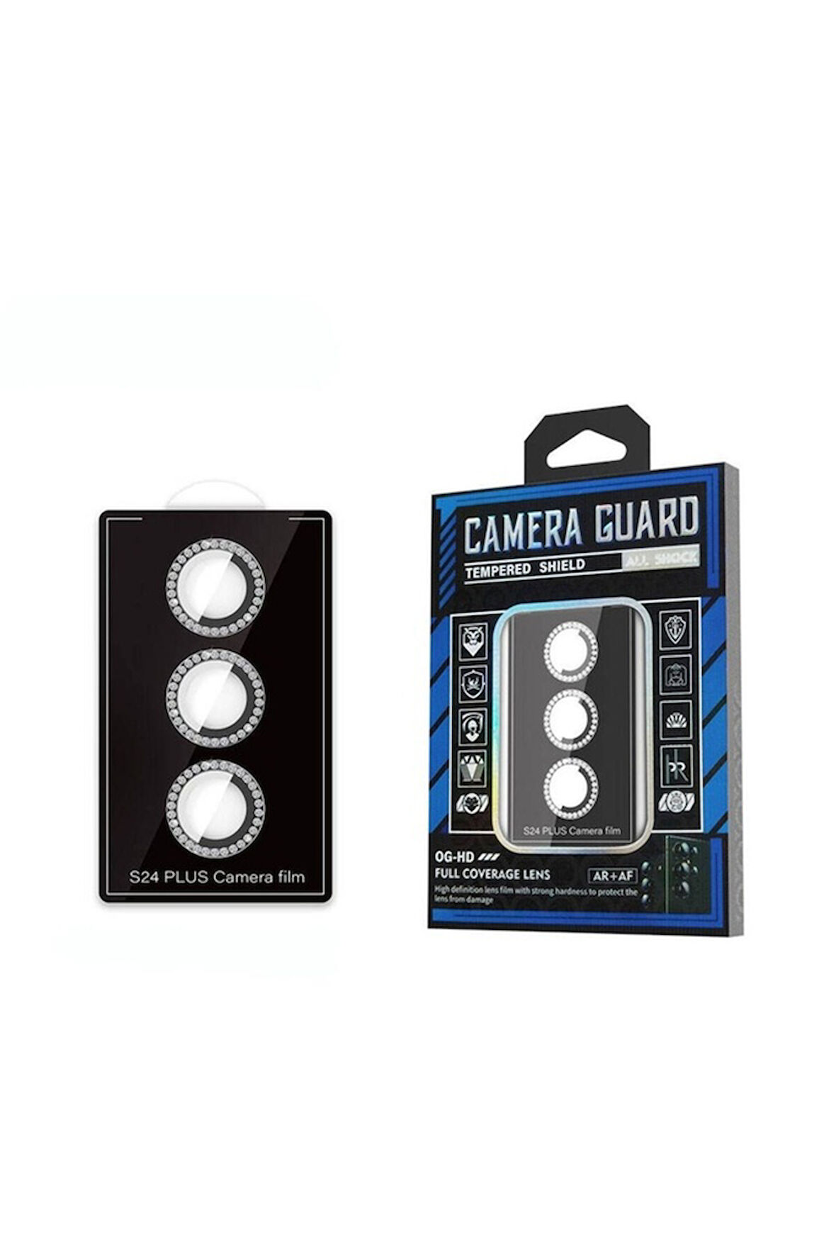 Samsung Galaxy S24 Uyumlu Zore Diamond Kamera Lens Koruyucu Cam Filmi Siyah