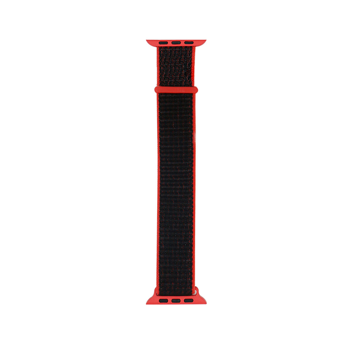Apple Watch 42mm Uyumlu Kordon Hasır Örgü Kumaş Band-03 Strap Kayış Kırmızı-Siyah