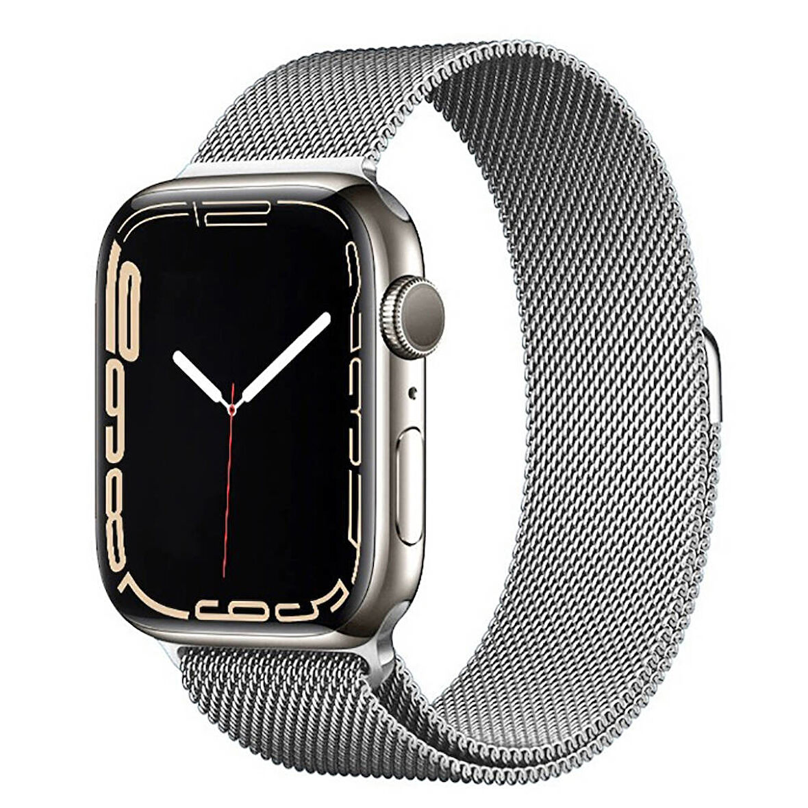 Apple Watch Ultra 49mm Uyumlu Kordon Hasır Metal Mıknatıslı Zore Band-01 Kayış Gümüş