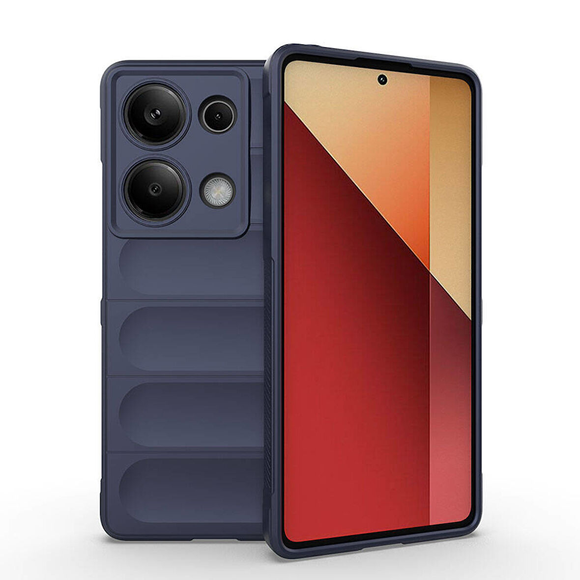 Redmi Note 13 Pro 4G Uyumlu Kılıf Esnek TPU Oyuklu Arka Yüzey Tasarımlı Zore Etnik Silikon Kapak Lacivert
