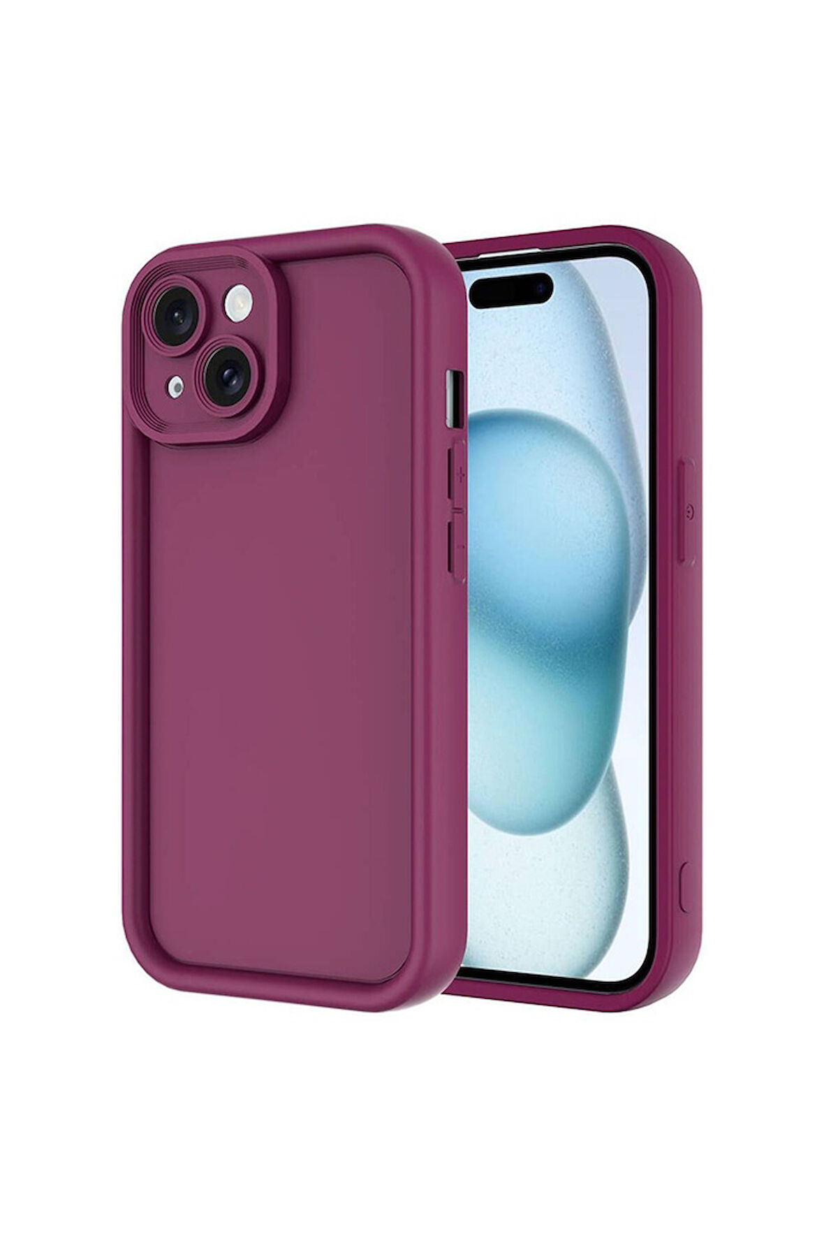 Apple iPhone 14 Uyumlu Kılıf Kamera Korumalı Zore Ananas Kapak Mürdüm