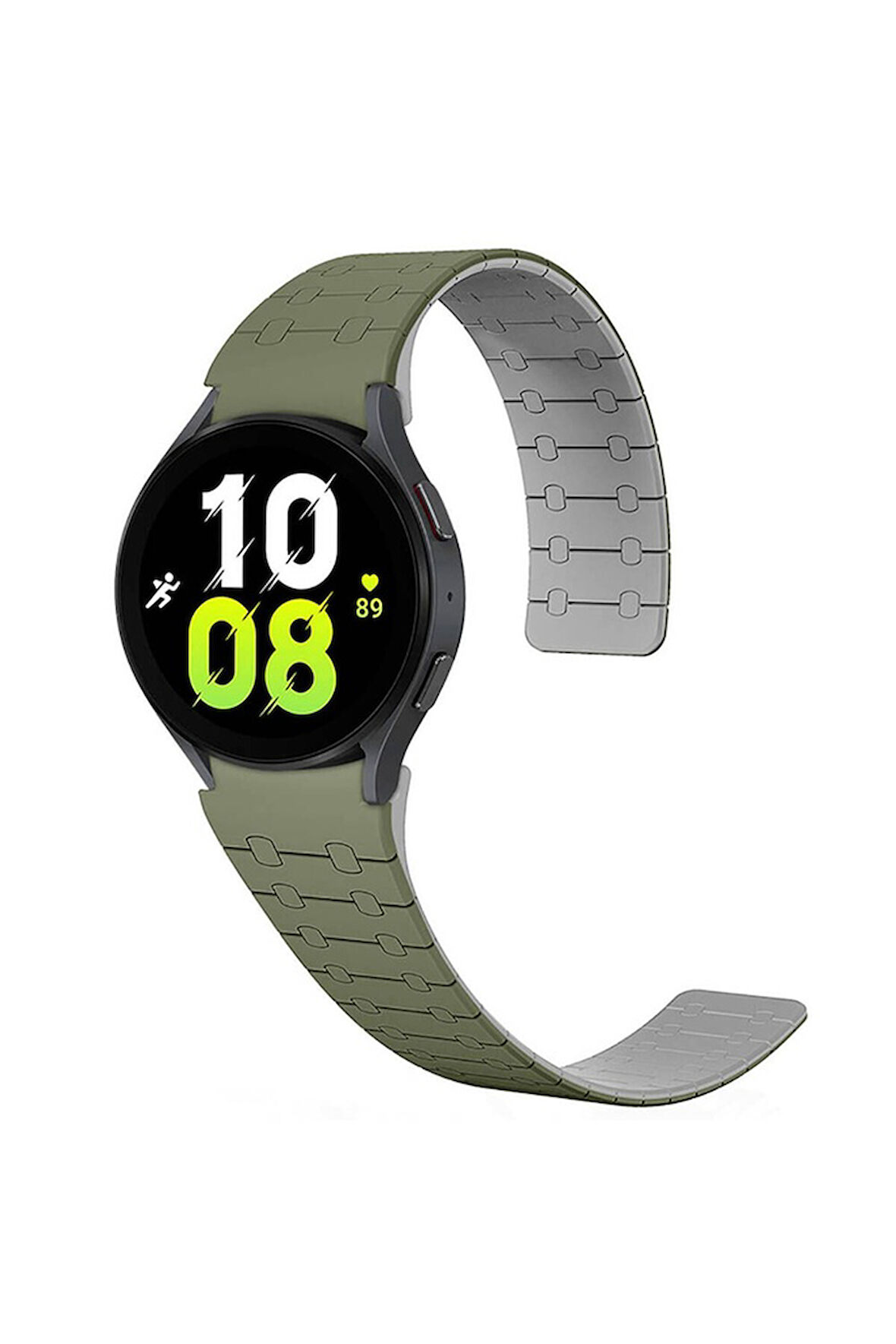 Samsung Galaxy Watch 5 44mm Uyumlu Zore KRD-111 20mm Çizgili Desenli Silikon Kordon Yeşil