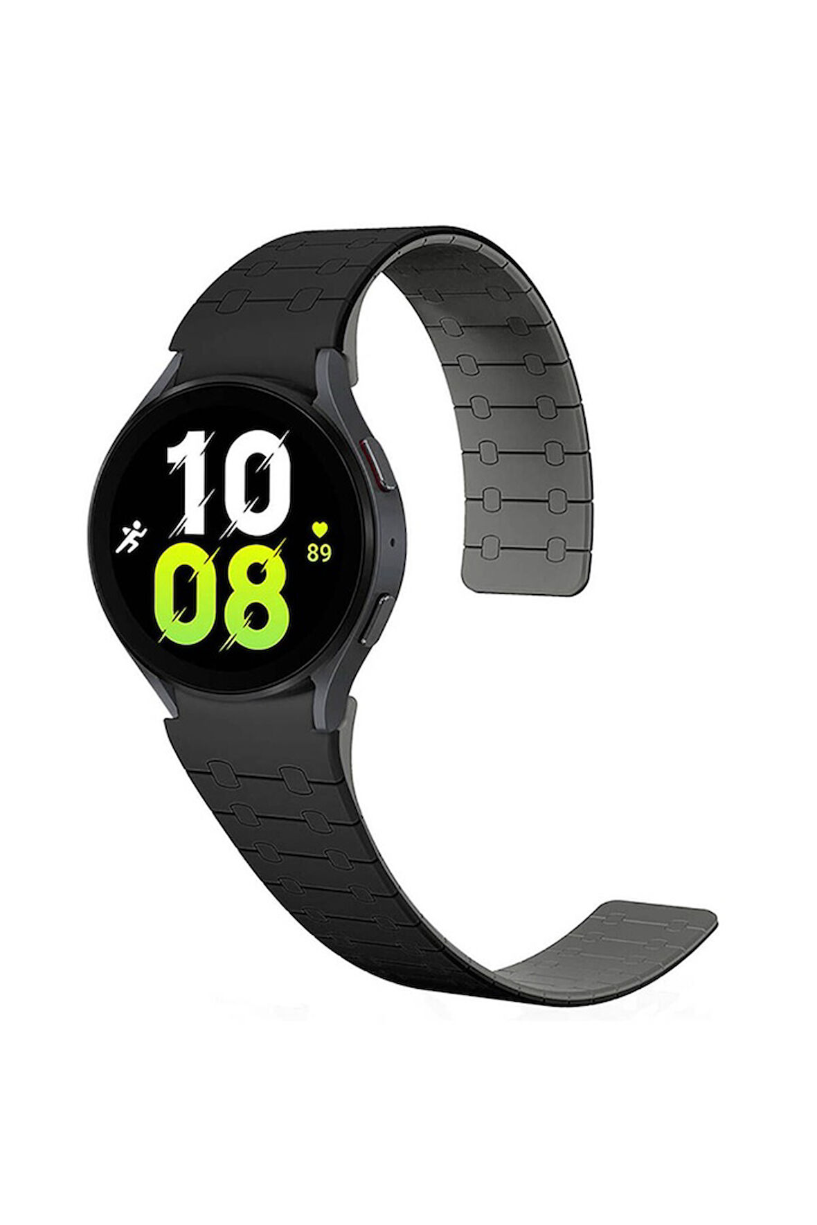 Samsung Galaxy Watch 5 44mm Uyumlu Zore KRD-111 20mm Çizgili Desenli Silikon Kordon Siyah