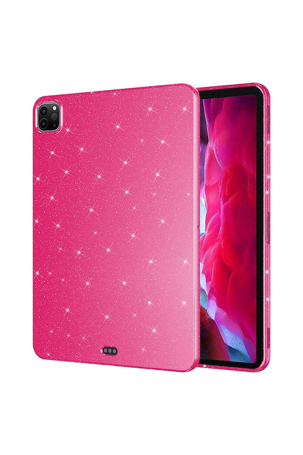 iPad Pro 11 2018 Simli Parlak Görünümlü Zore Tablet Koton Kılıf Pembe Koyu