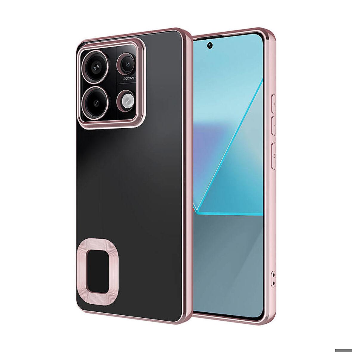 Xiaomi Redmi Note 13 Pro 4G Uyumlu Kılıf Kamera Korumalı Logo Gösteren Zore Omega Kapak Rose Gold