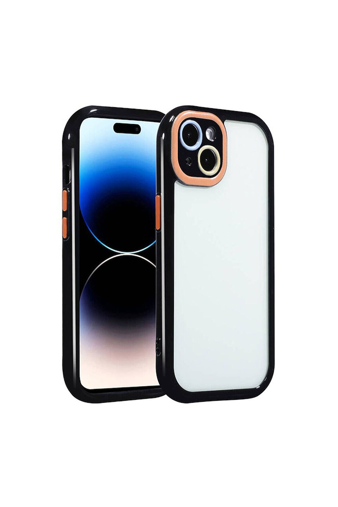 Apple iPhone 13 Uyumlu Kılıf Kamera Korumalı Renkli Kenar ve Çerçeve Tasarımlı Zore Vitamin Kapak Siyah