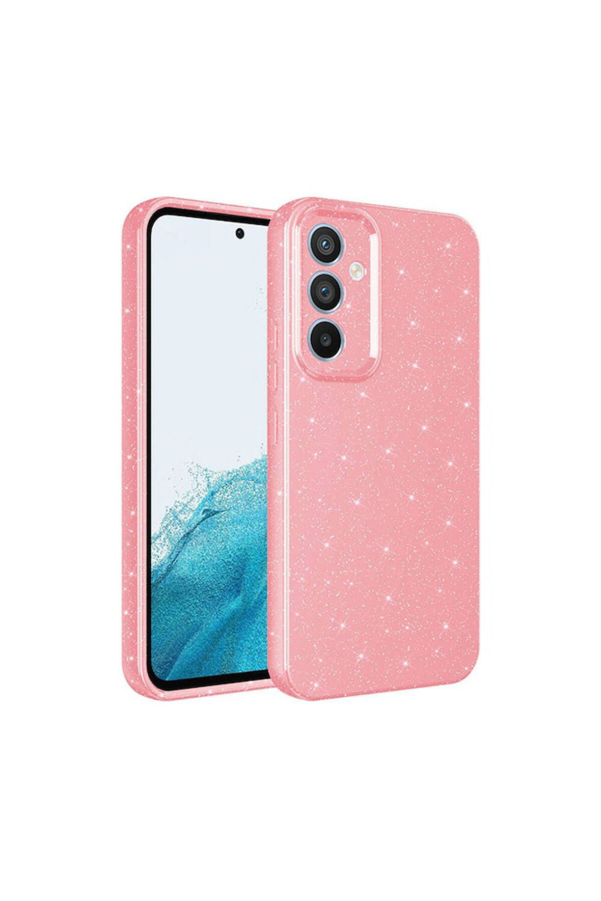 Samsung Galaxy S24 Uyumlu Kılıf Kamera Korumalı Simli Lüks Zore Koton Kapak Pembe