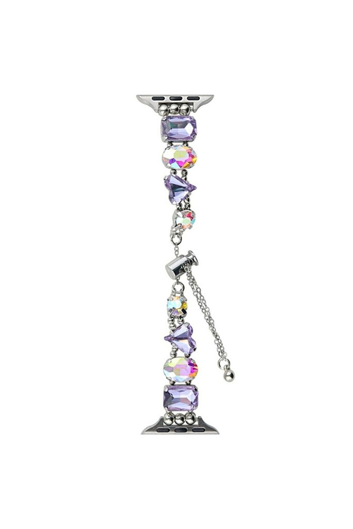 Apple Watch 38mm Uyumlu Zore KRD-115 Renkli Taş Tasarımlı Kordon Lila