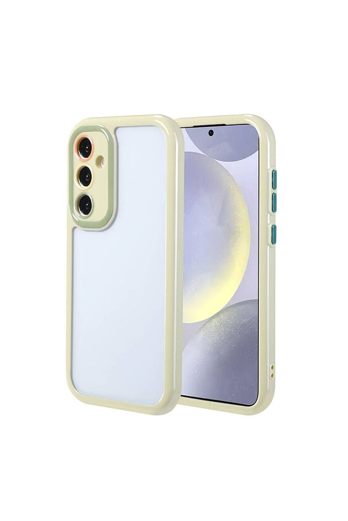 Samsung Galaxy S24 Uyumlu Kılıf Kamera Korumalı Renkli Kenar ve Çerçeve Tasarımlı Zore Vitamin Kapak Yeşil