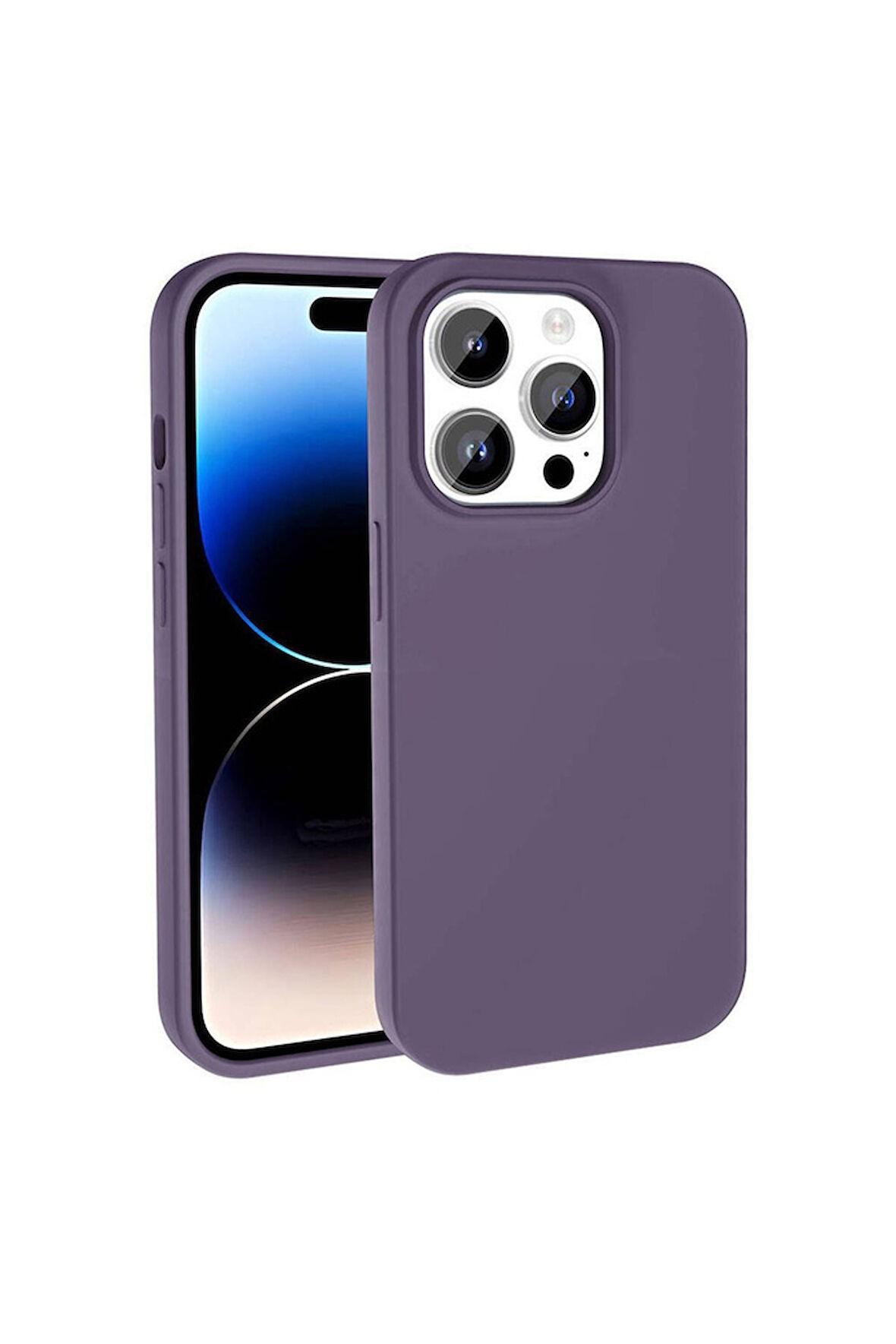 Apple iPhone 14 Pro Max Uyumlu Kılıf Magsafe Şarj Özellikli Sıvı Teknolojili Silinebilir Sert Zore Kivi Kapak Derin Mor
