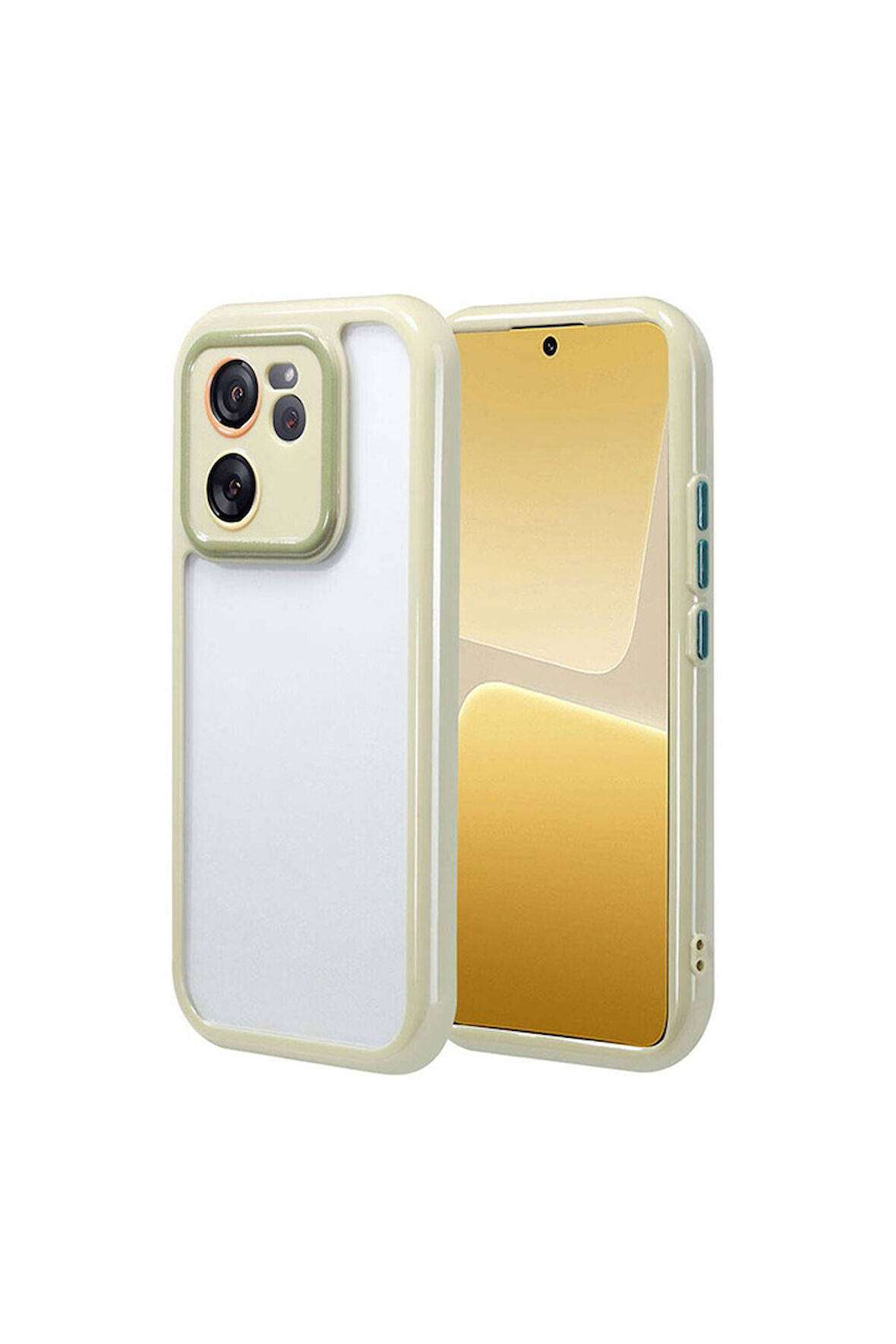 Xiaomi Mi 13T Pro Uyumlu Kılıf Kamera Korumalı Renkli Kenar ve Çerçeve Tasarımlı Zore Vitamin Kapak Yeşil