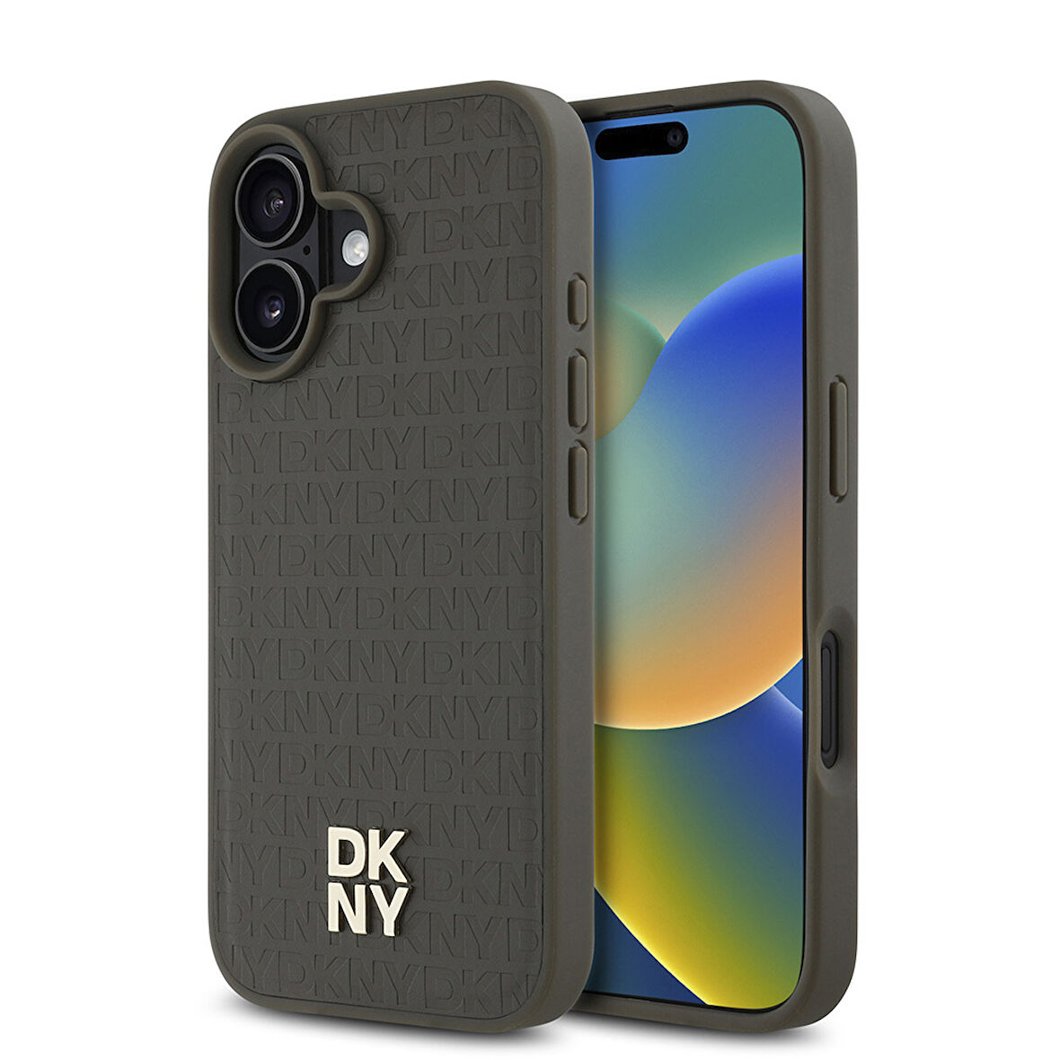 Apple iPhone 16 Uyumlu Kılıf DKNY Orjinal Lisanslı Magsafe Şarj Özellikli 3D Yazılı Repeat Pattern Kapak