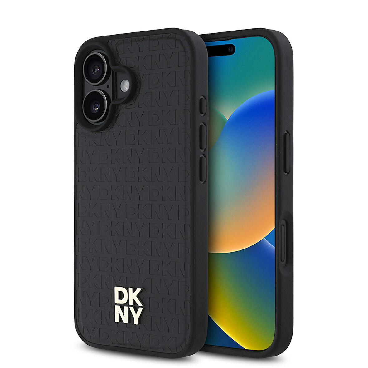 Apple iPhone 16 Plus Uyumlu Kılıf DKNY Orjinal Lisanslı Magsafe Şarj Özellikli 3D Yazılı Repeat Pattern Kapak