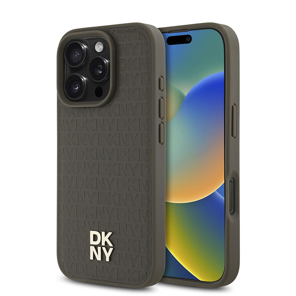 Apple iPhone 16 Pro Max Uyumlu Kılıf DKNY Orjinal Lisanslı Magsafe Şarj Özellikli 3D Yazılı Repeat Pattern Kapak