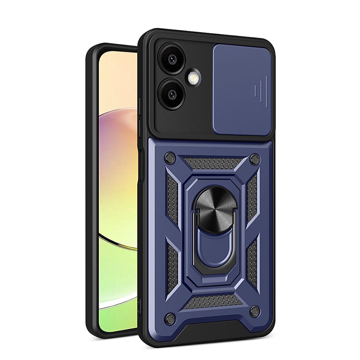 Samsung Galaxy A06 Uyumlu Kılıf Magnetik Standlı Kamera Korumalı Zore Sürgülü Vega Kapak