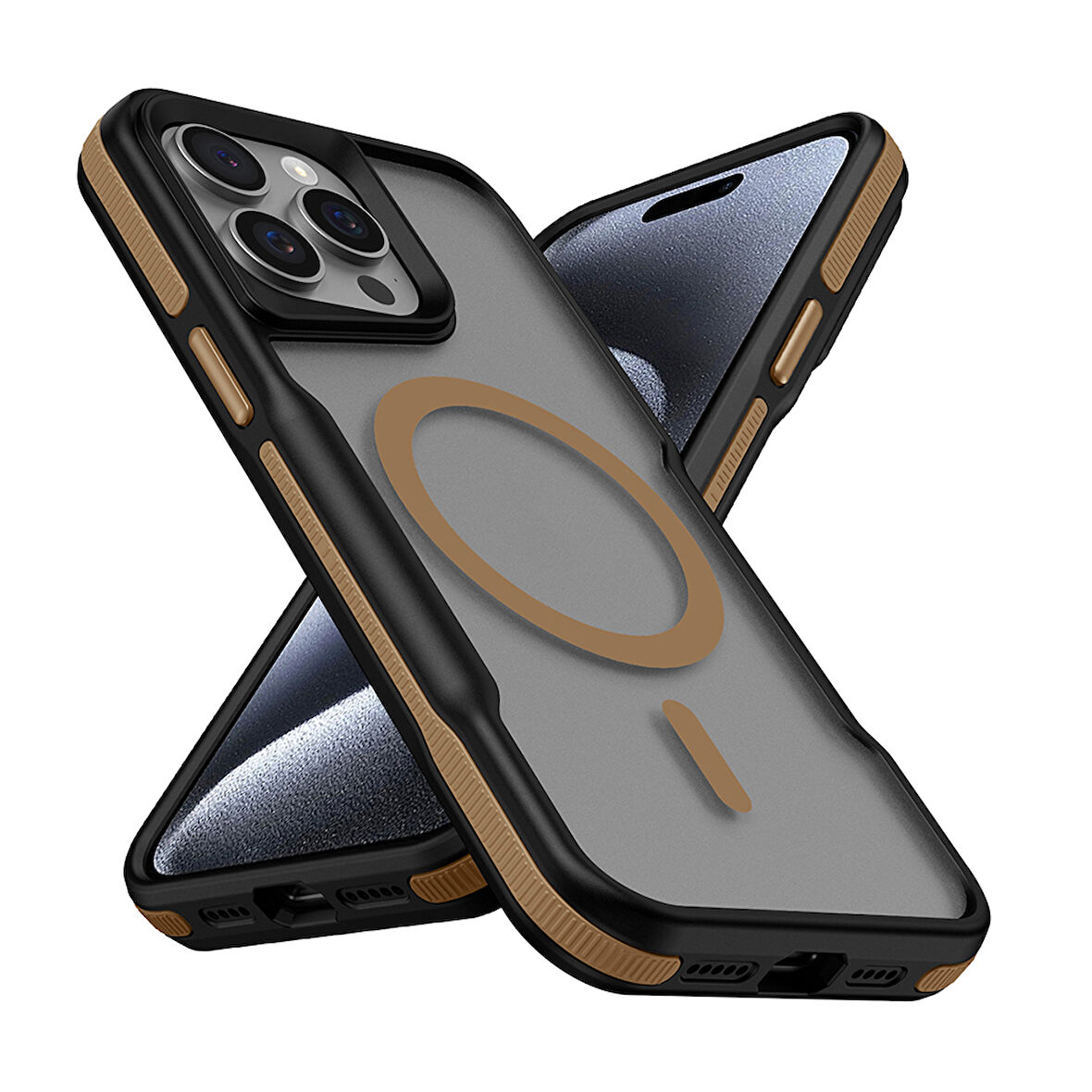 Apple iPhone 15 Pro Max Uyumlu Kılıf Magsafe Şarj Özellikli Renkli Kenar Airbag Şeritli Zore Lamer Kapak