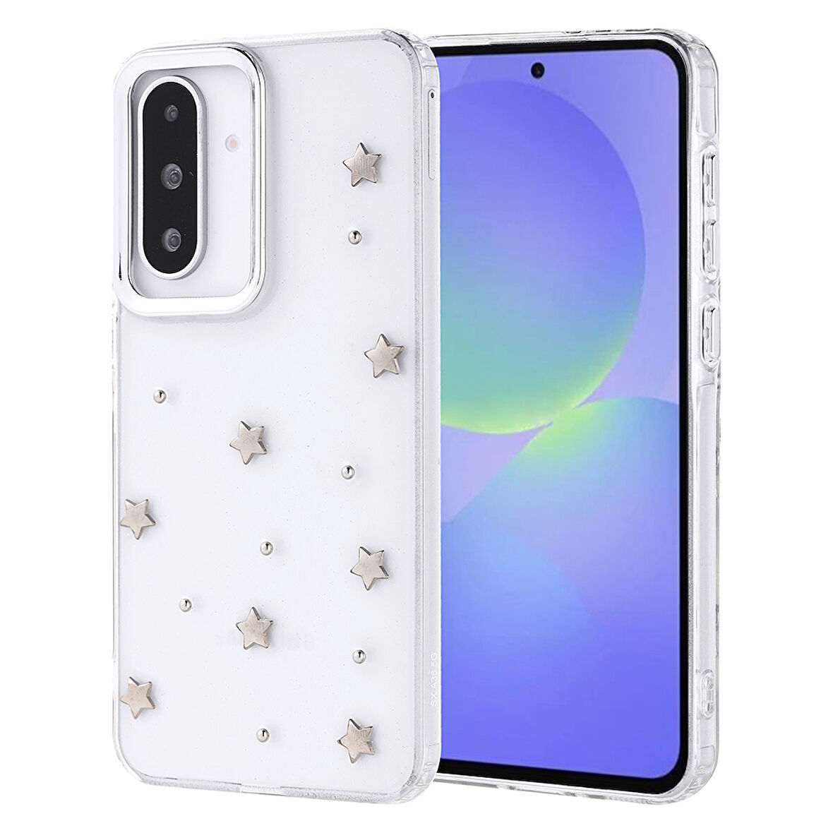 Samsung Galaxy A36 Uyumlu Kılıf Airbag Tasarımlı Simli Şeffaf Zore Kutup Kapak