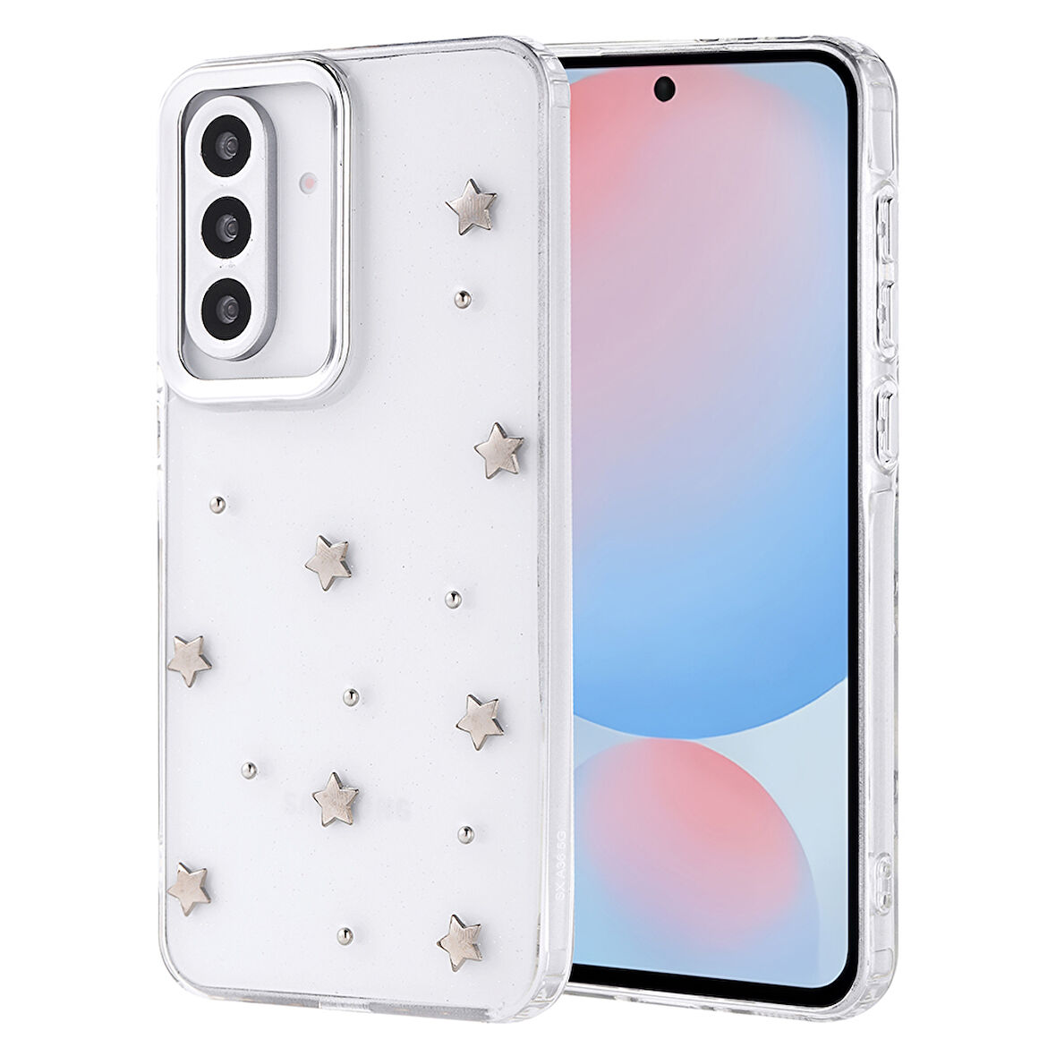 Samsung Galaxy A56 Uyumlu Kılıf Airbag Tasarımlı Simli Şeffaf Zore Kutup Kapak