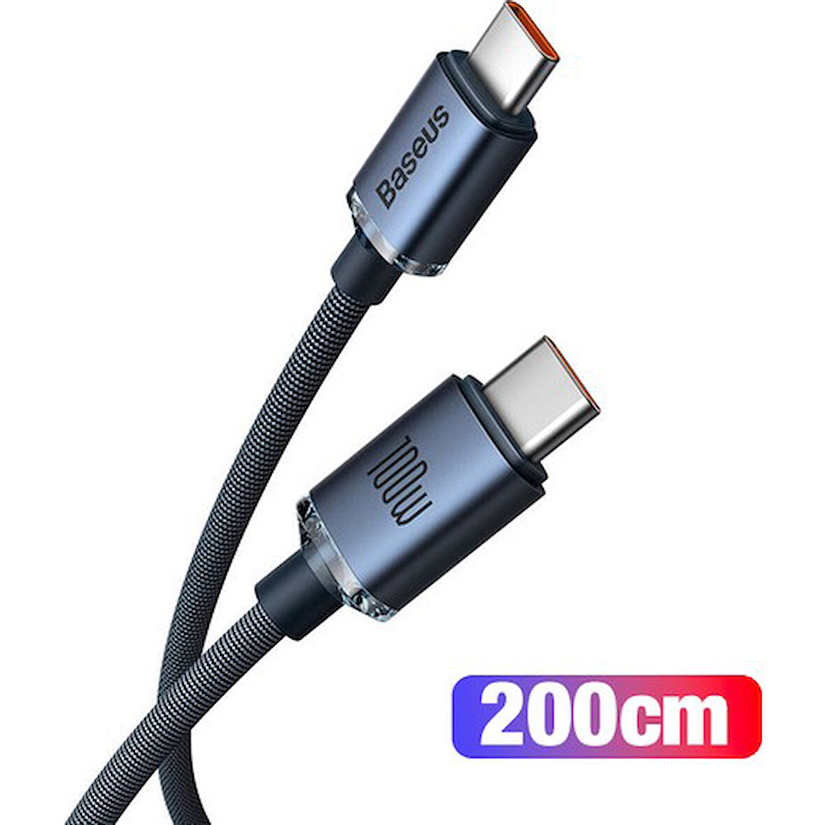 Baseus Crystal Shine 100W Type-C to Type-C 2m – MacBook, iPhone 15/16, Android, Telefon, Tablet ve Laptop Şarj Data Kablosu