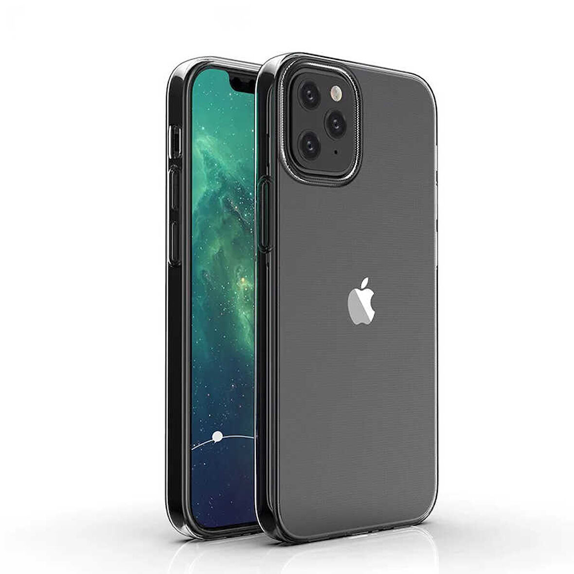 iPhone 12 Kılıf İnce ve Esnek Şeffaf Süper Silikon