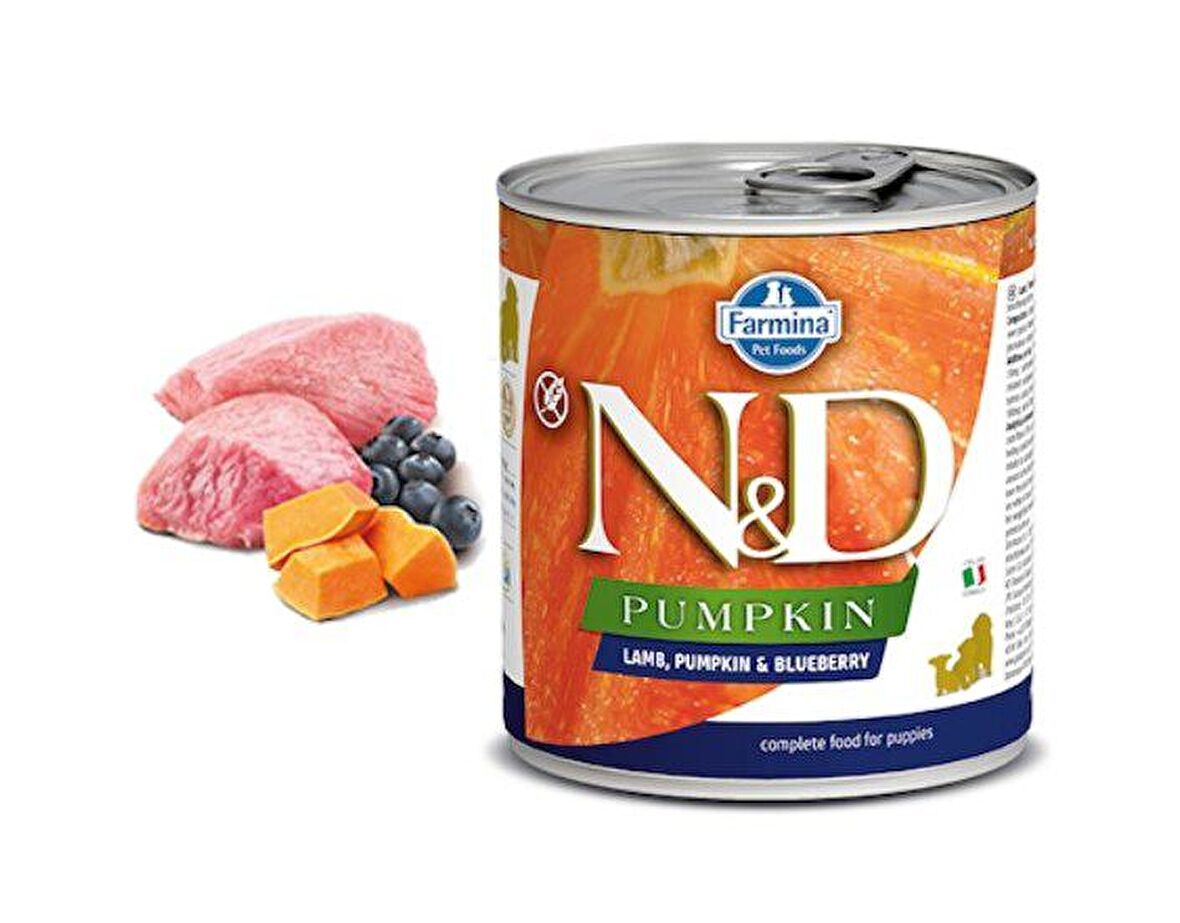 N&D Balkabaklı-Kuzu Etli-Yaban Mersinli Küçük Irk Yavru Yaş Köpek Maması 285 gr