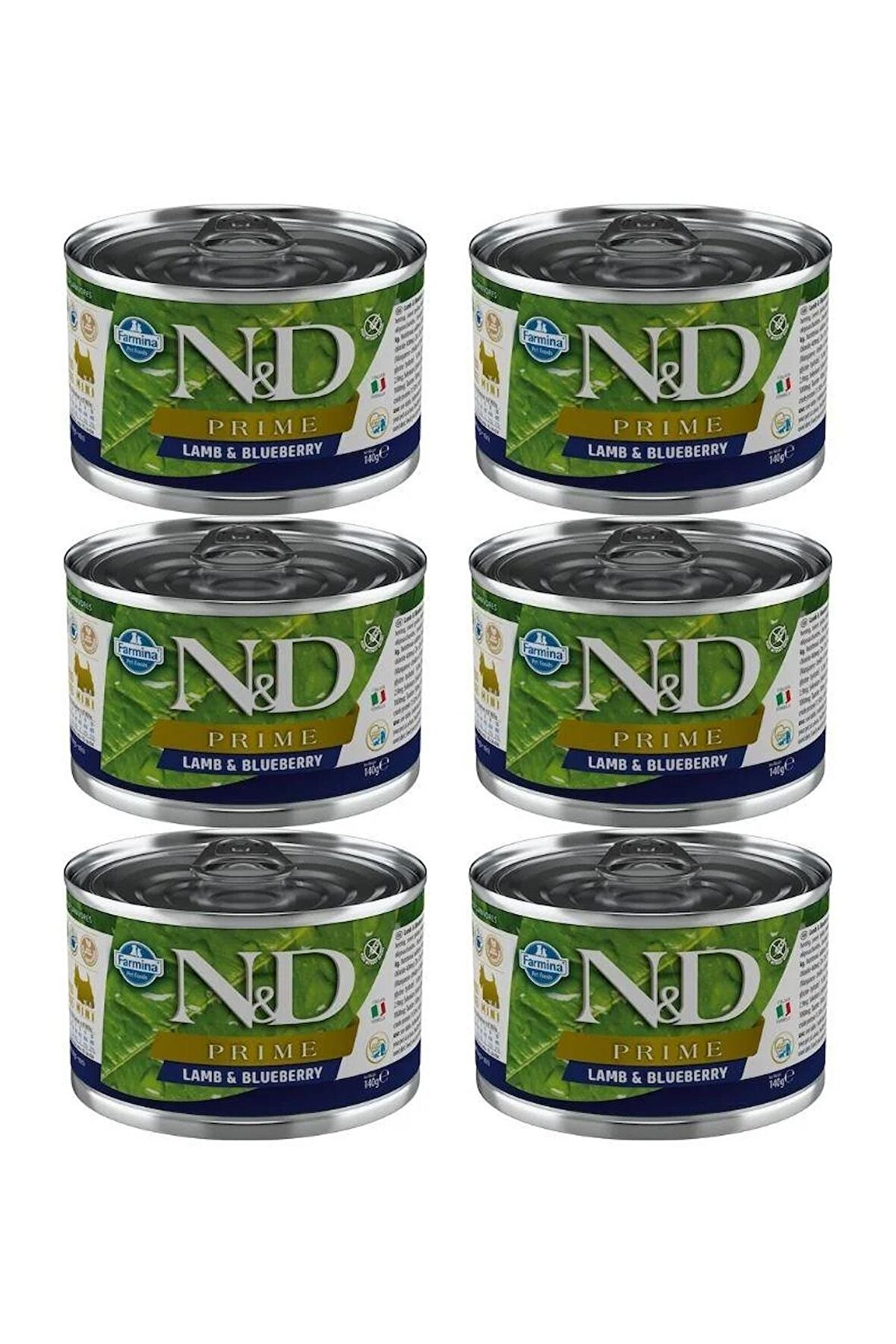 N&D Prime Kuzu ve Yabanmersinli Tahılsız Mini Irk Yetişkin Köpek Konservesi 140 Gr x 6 Adet