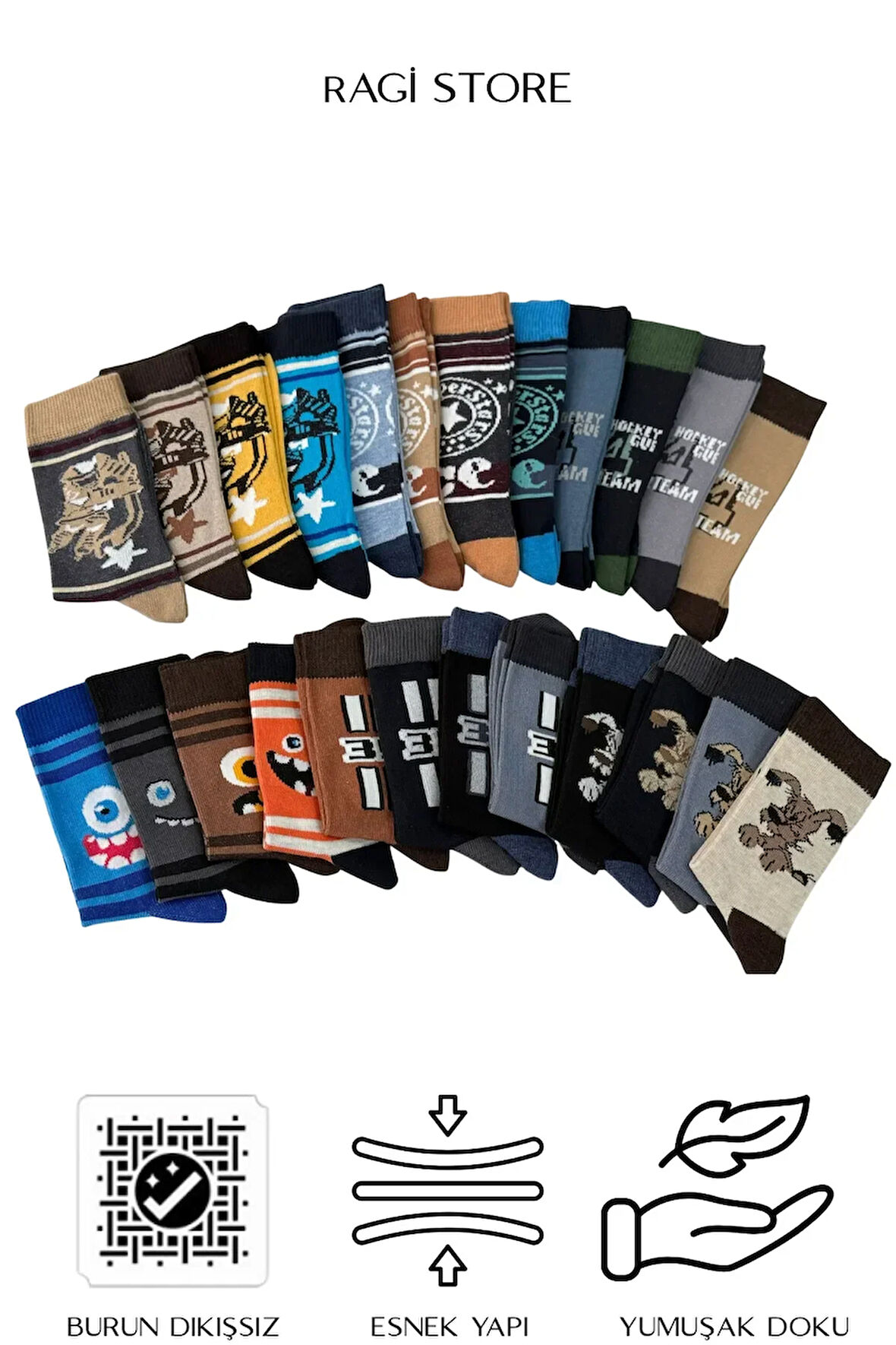 7'li Mix Desen Penye Dikişsiz Çocuk Soket Çorap