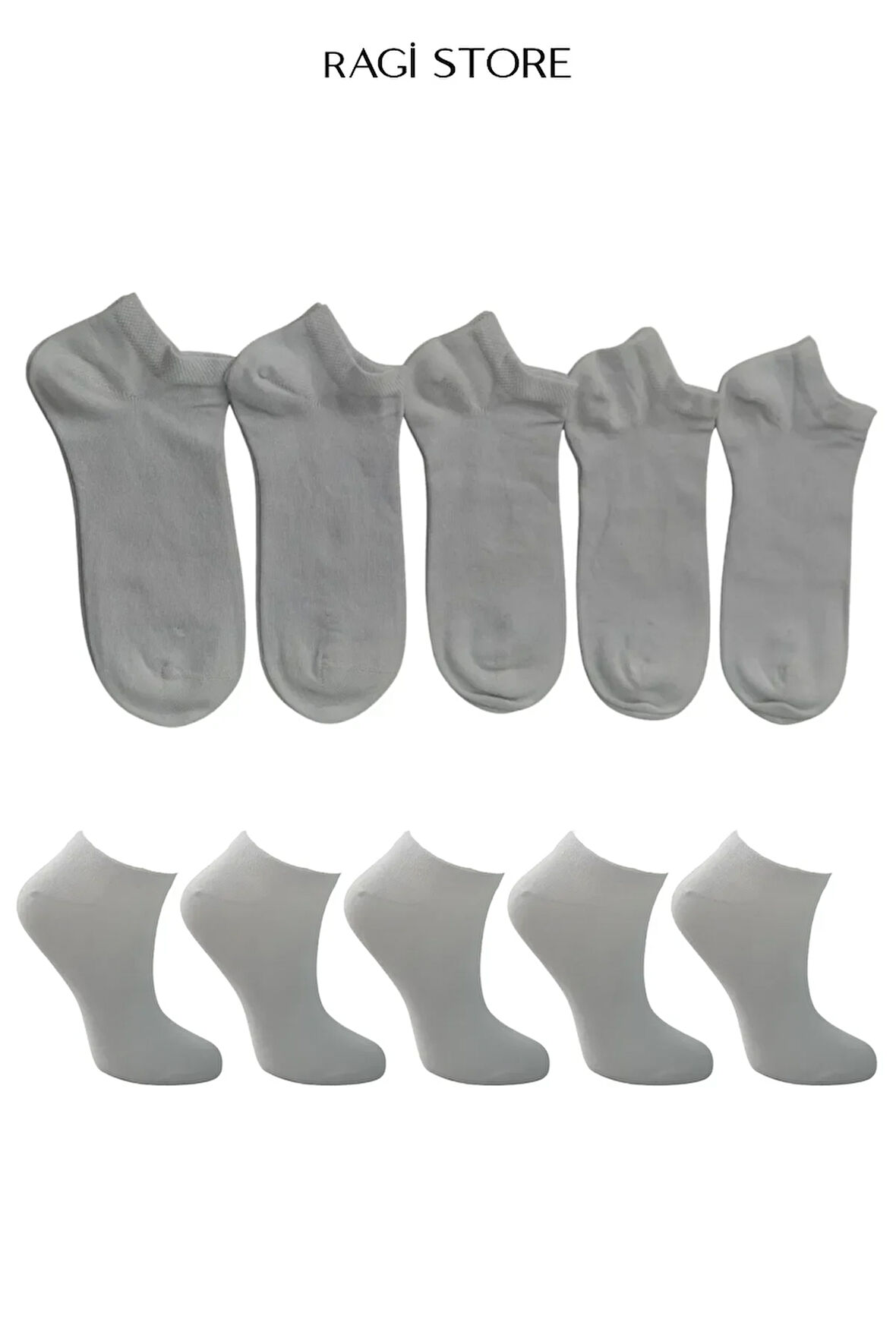 5'li Dikişsiz Düz Penye Beyaz Kadın Patik Çorap