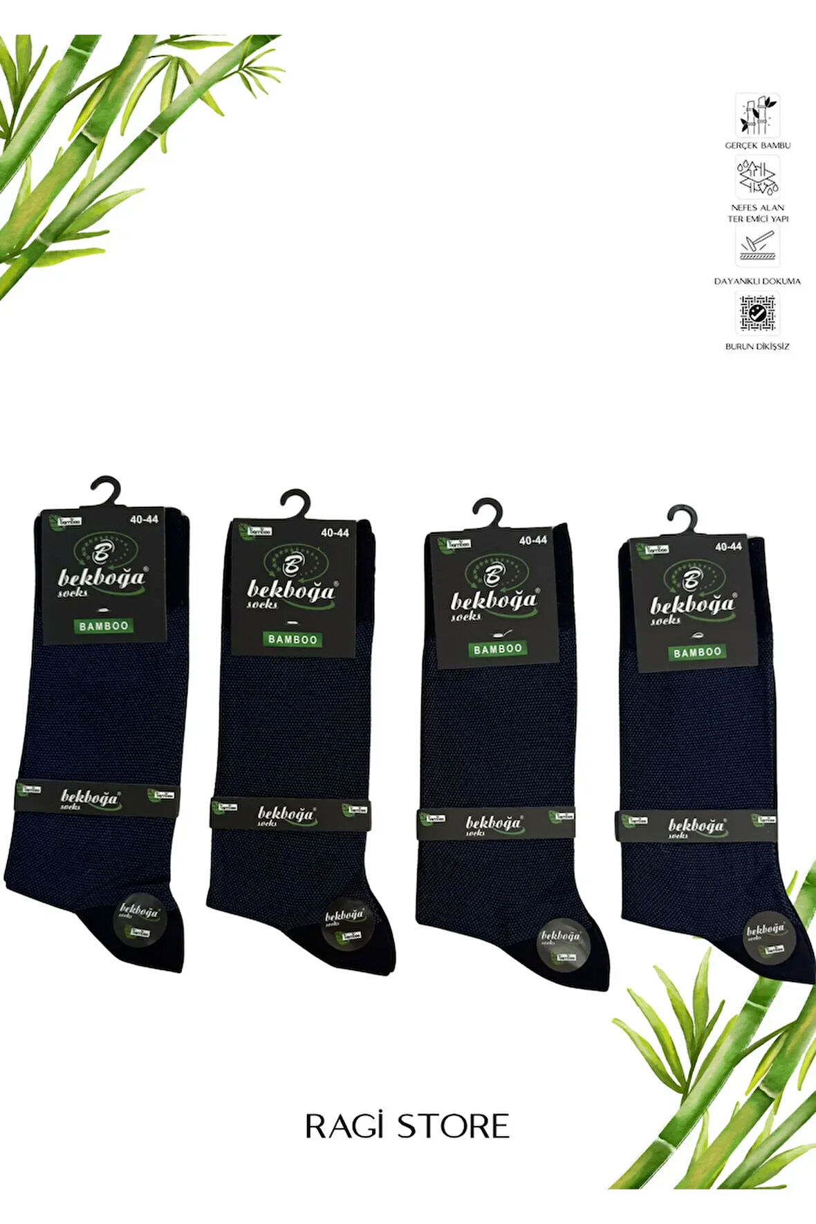 4'lü Lacivert Bambu Erkek Soket