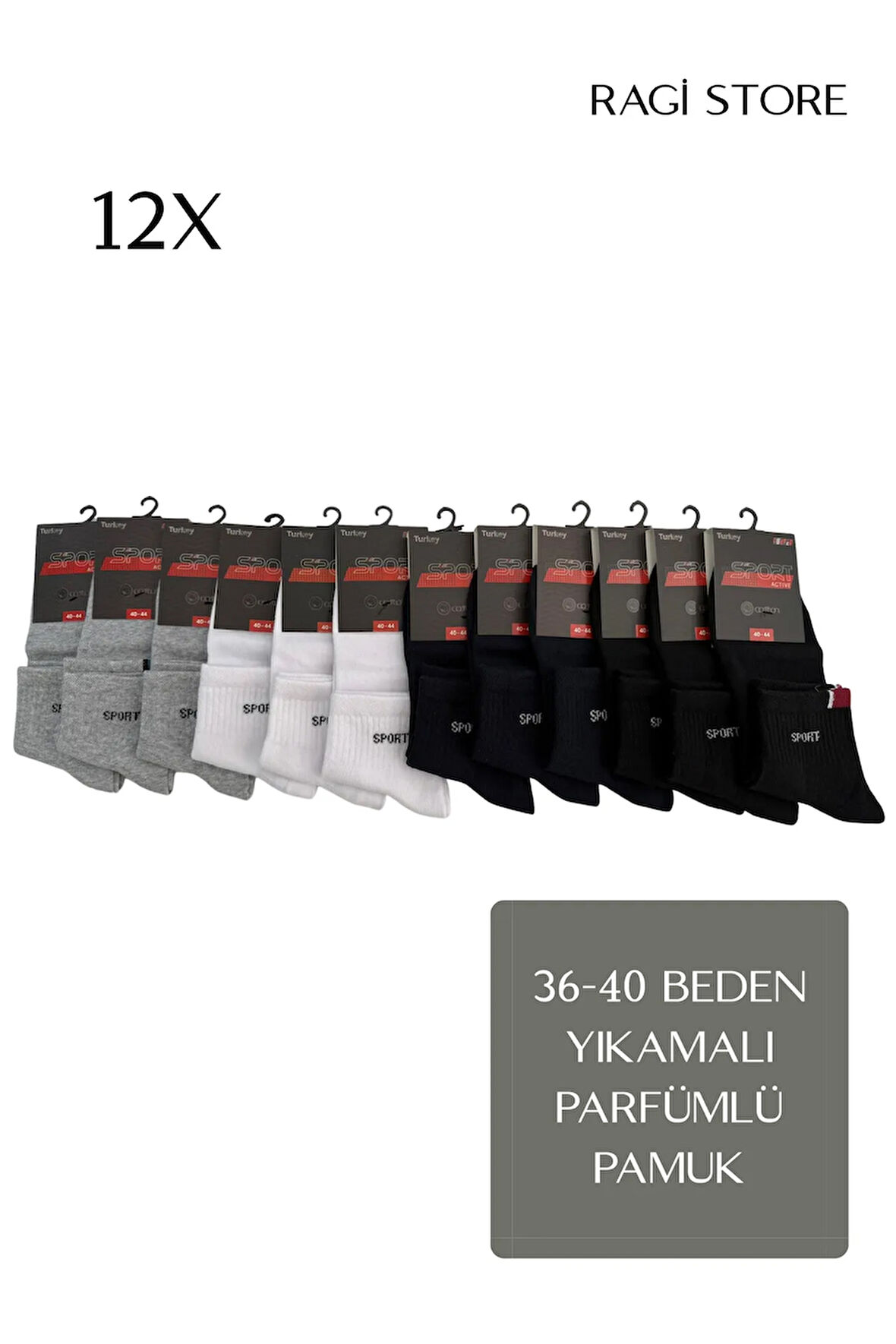 12'li Sport Erkek Yıkamalı Penye Patik