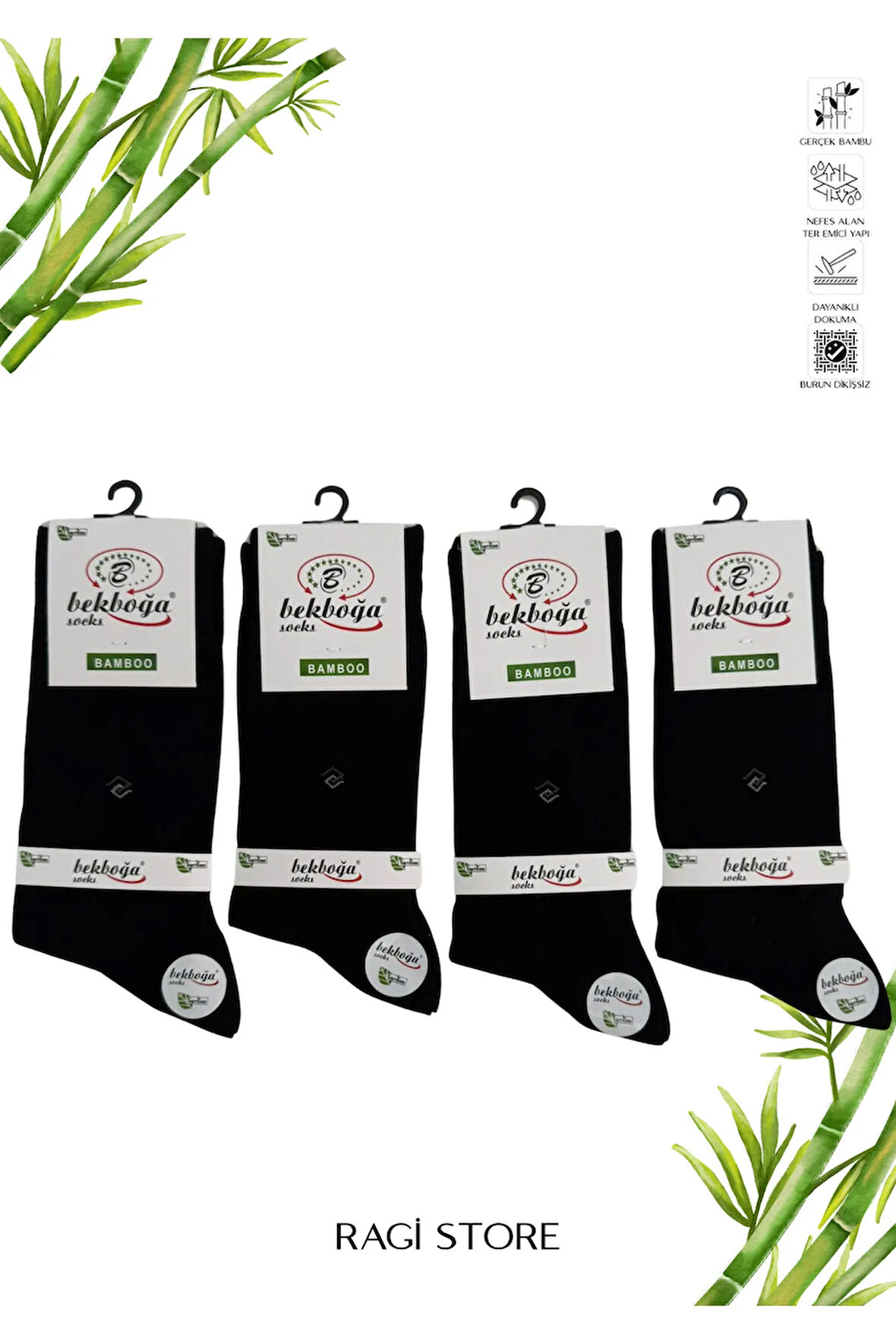 4'lü Siyah Bambu Erkek Soket