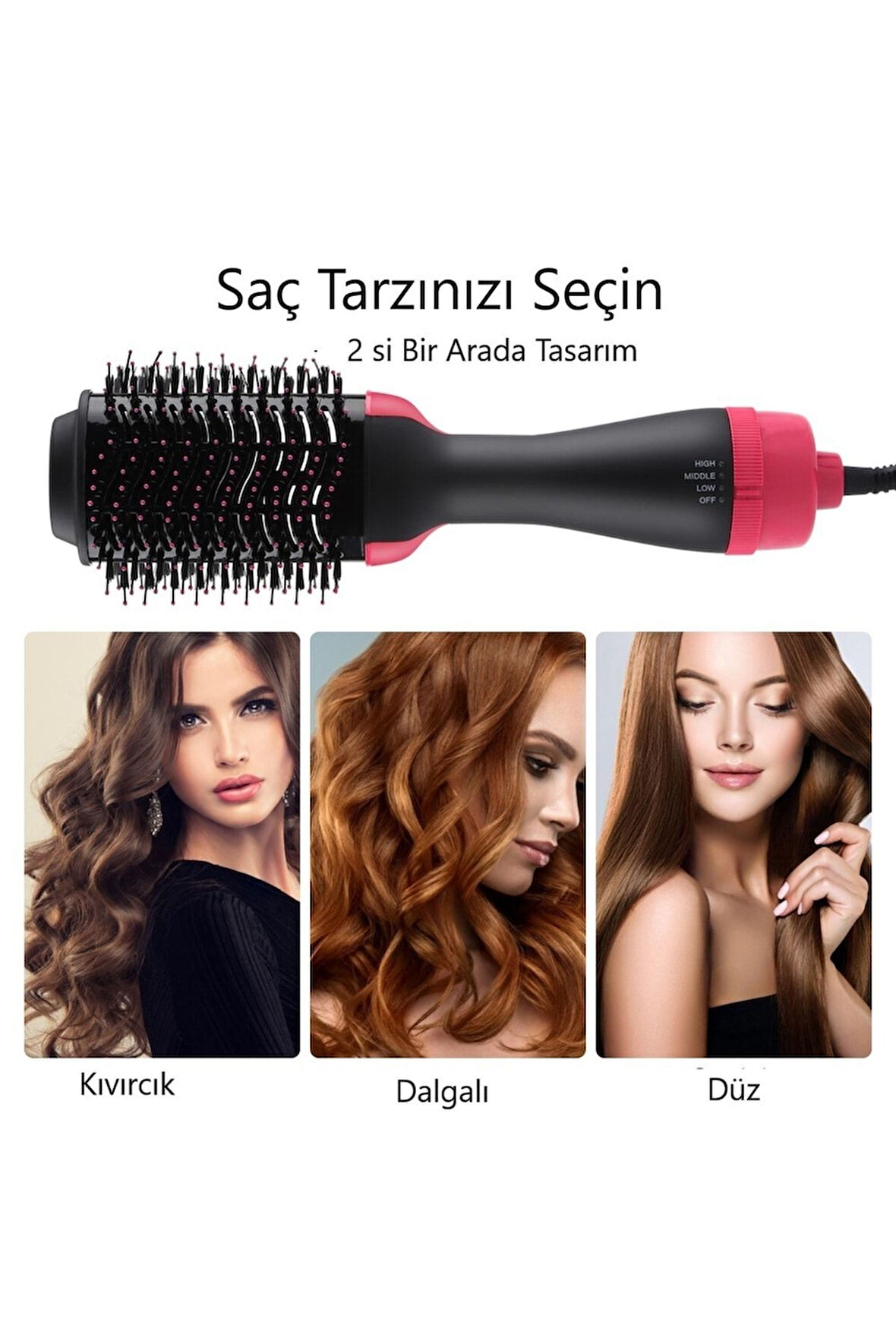 Saç Şekillendirici Ve Saç Düzleştirici Fön Tarağı
