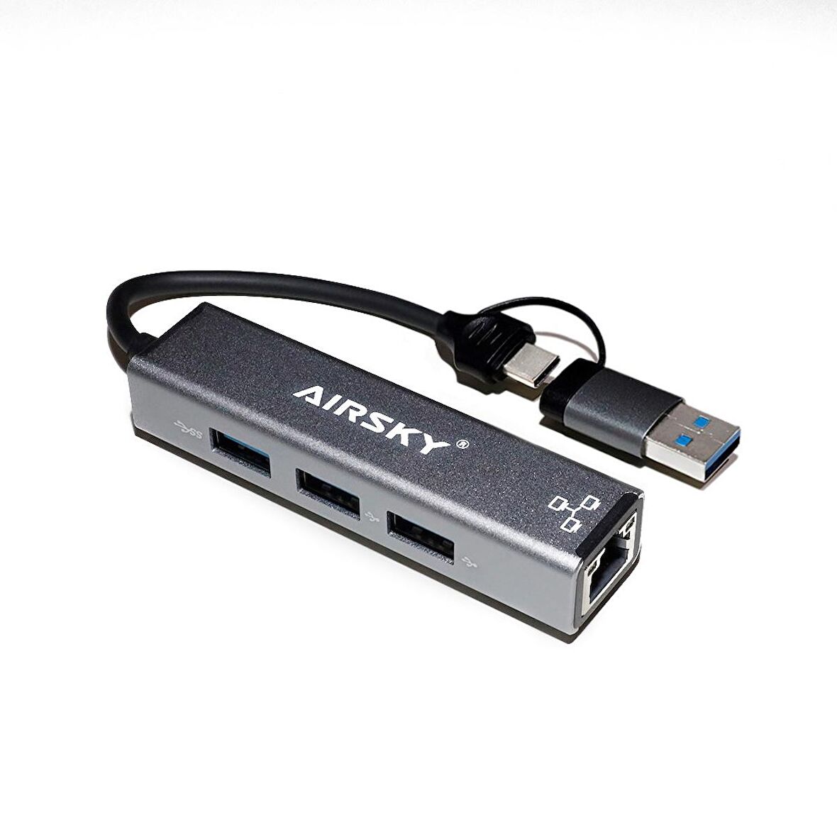 Technow Airsky Type C-aUSB 3.0 3X Usb 3.0 1x Ethernet Port Çoklayıcı Çevirici