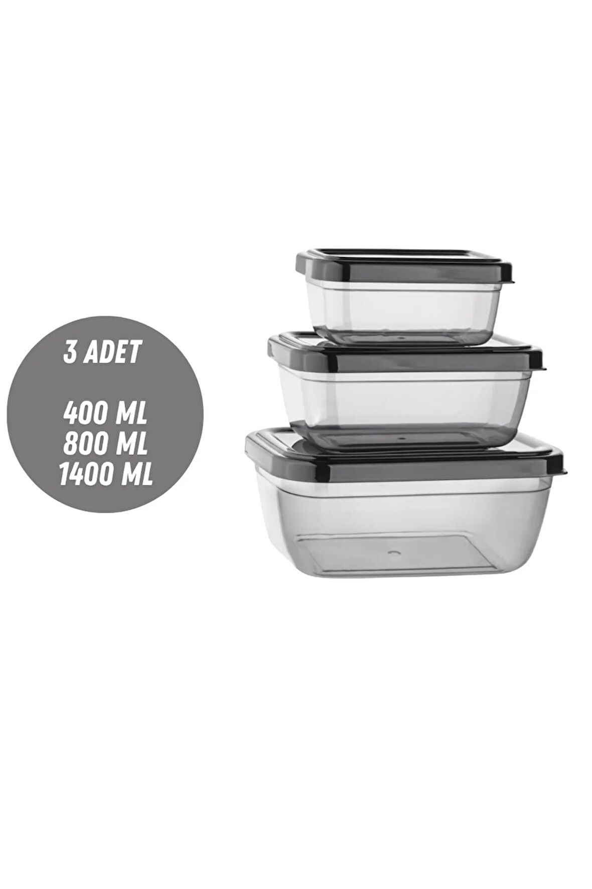 Saklama Kabı 3 Adet 400-800-1400 ML Saklama Kutusu Düzenleyici Depolama