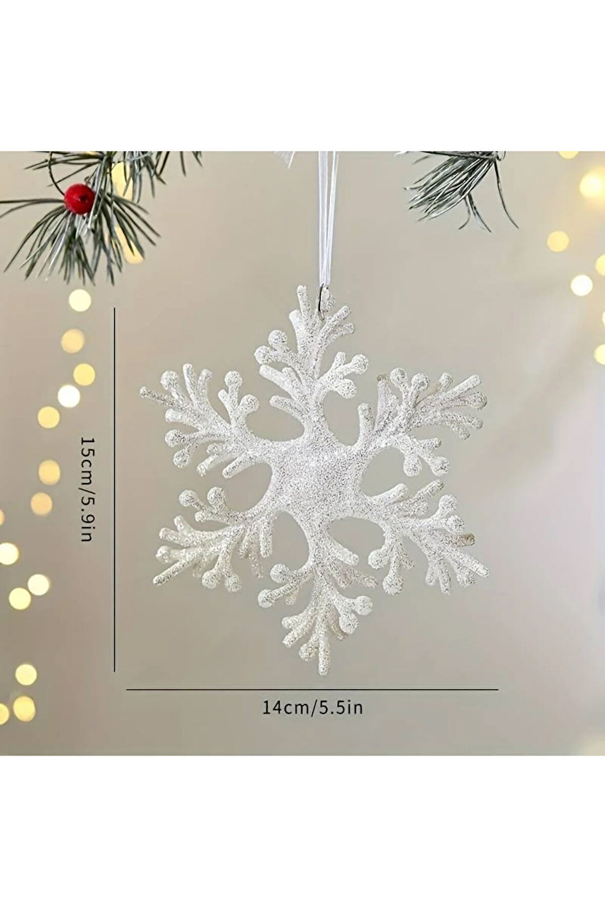 1 Adet Kar Tanesi Simli Noel Ağacı Dekoratif Çam Ağacı Süsü