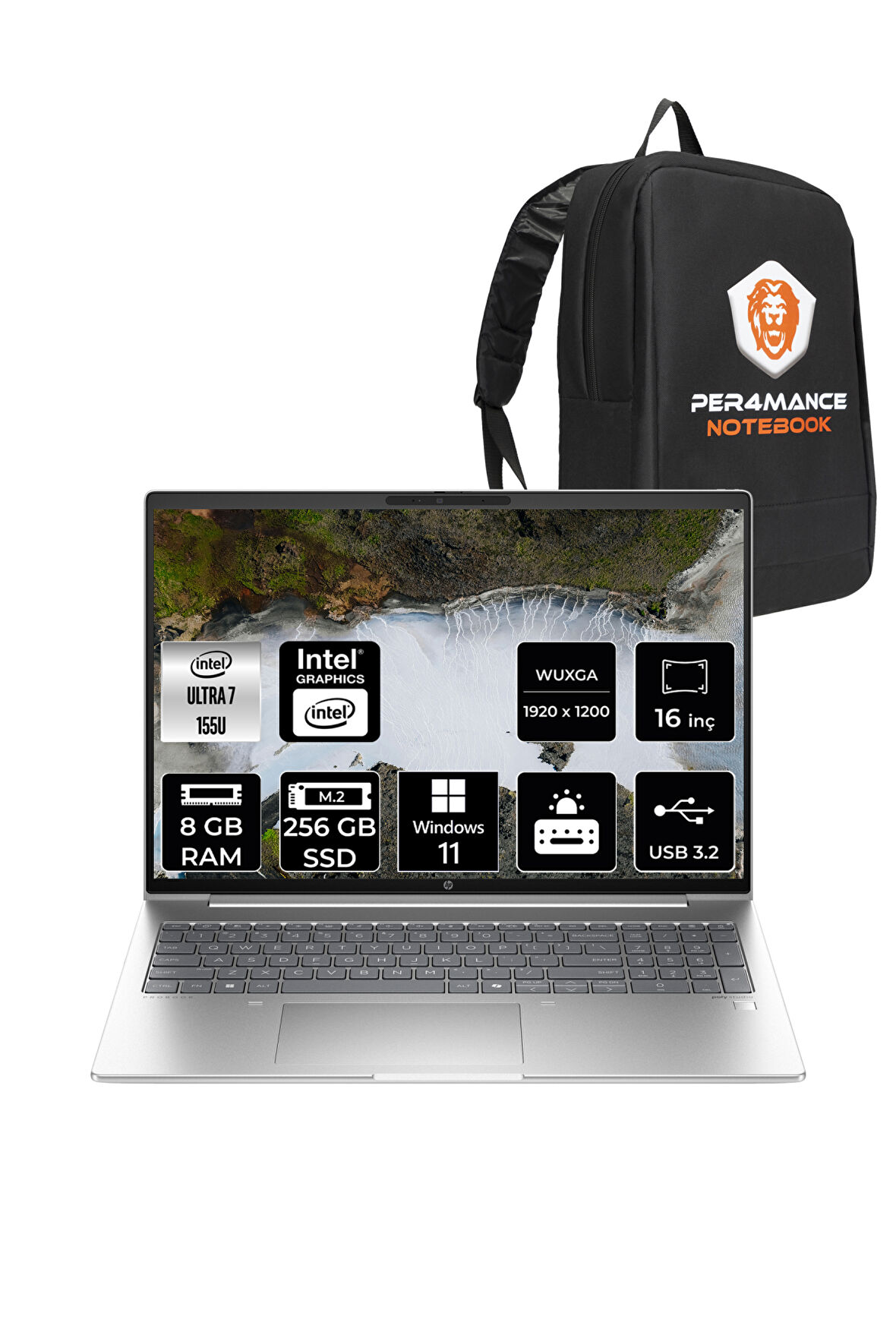 HP ProBook 460 İntel Core Ultra 7 155U 8GB 256GB SSD 16'' WUXGA W11P A23BCEA & PER4 ÇANTA