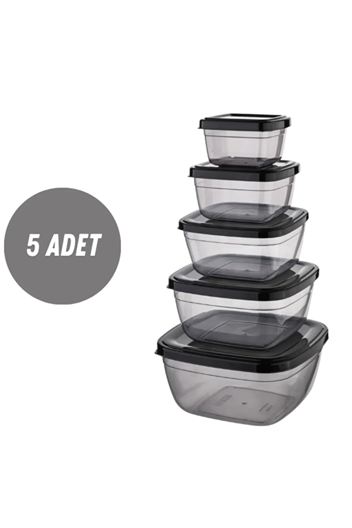 Saklama Kutusu 5'li Set Kare Saklama Kabı Düzenleyici Depolama 500-900-1500-2400-3750 ML