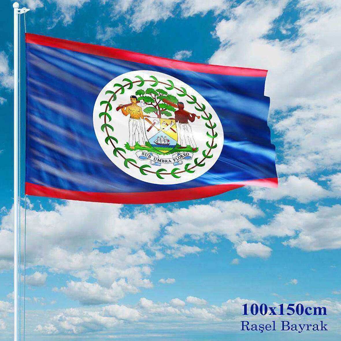 Belize Bayrağı - 100x150 Cm (1 Metre X 1,5 Metre) - Raşel Kumaş