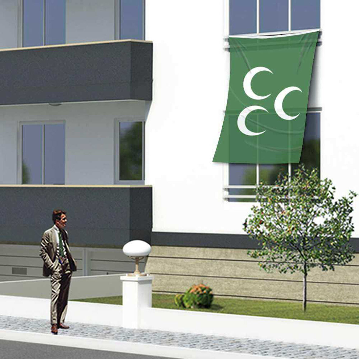 Yeşil 3 Hilal Osmanlı İmparatorluğu Raşel Bayrak 150x225 Cm