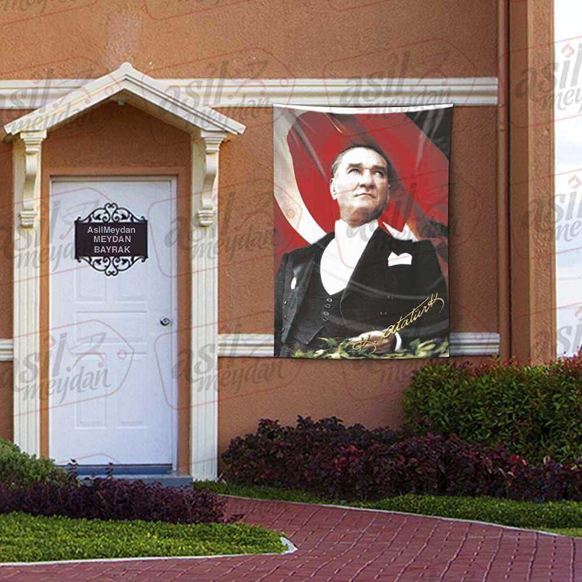 Sivil Gazi Mustafa Kemal Atatürk - Ay Yıldız - Türk Bayrağı Poster Bayrak 100x150 Cm