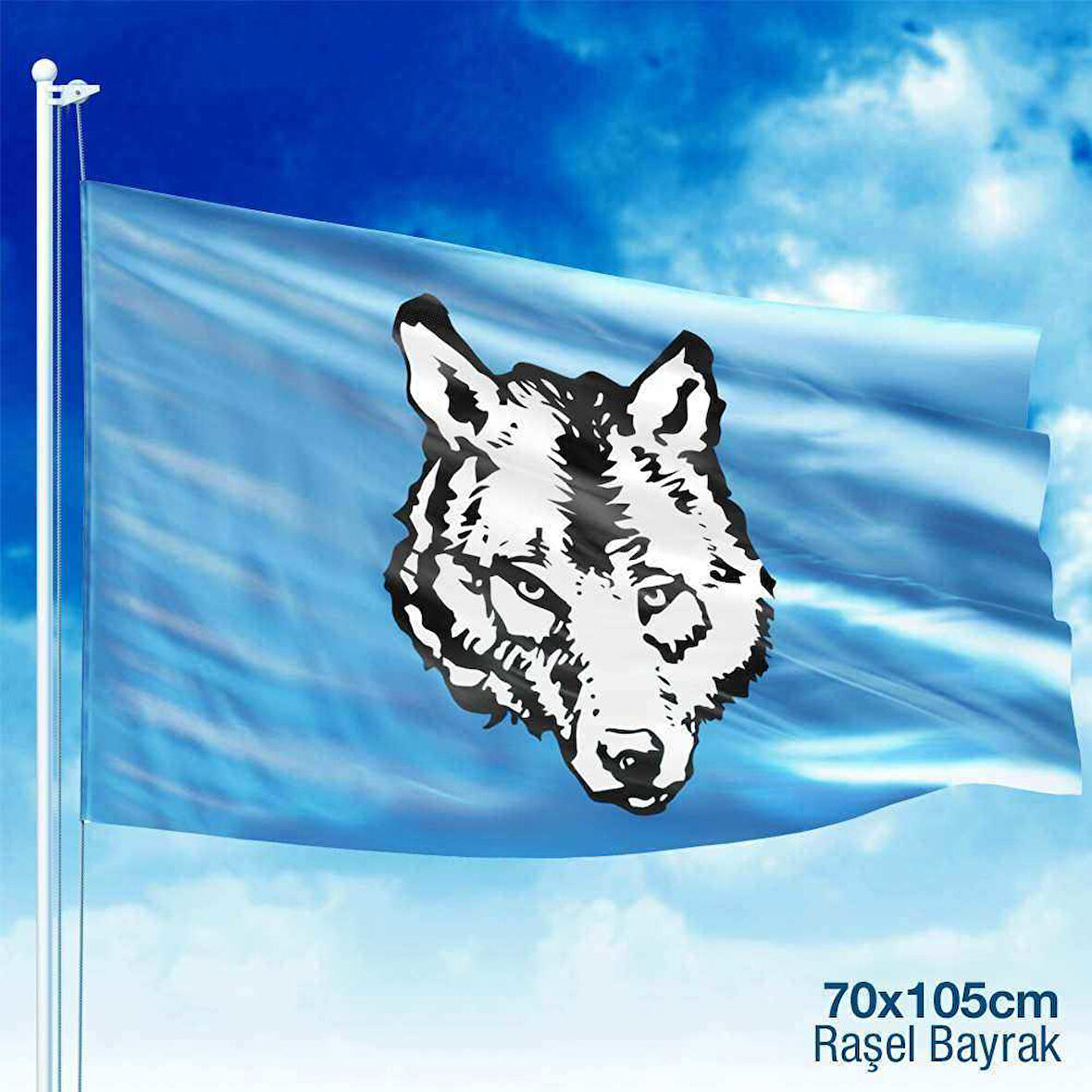 Bozkurt Ülkü Ocakları Mhp Bayrak Flama Raşel -70x105 Cm