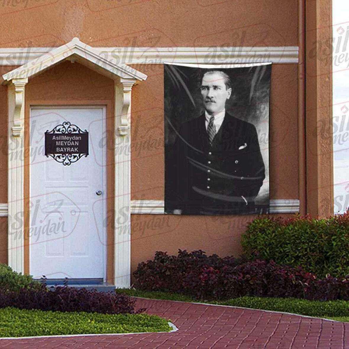 Takım Elbiseli Sivil Gazi Mustafa Kemal Atatürk -siyah Beyaz Portre - Poster Bayrak 100x150 Cm
