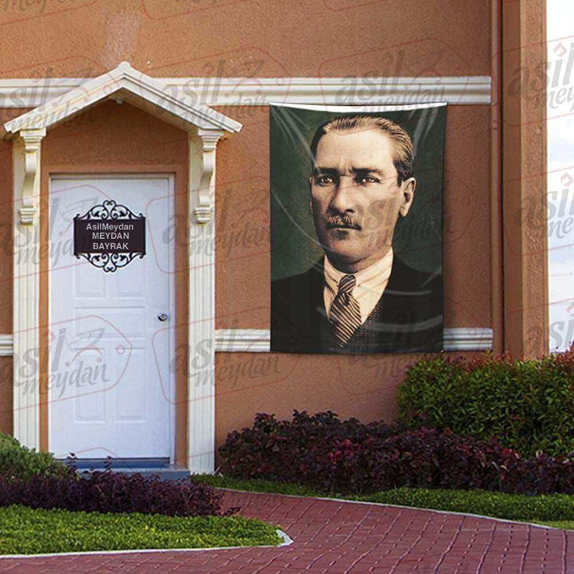 Takım Elbiseli Gazi Mustafa Kemal Atatürk Portre - Poster Bayrak 100x150 Cm