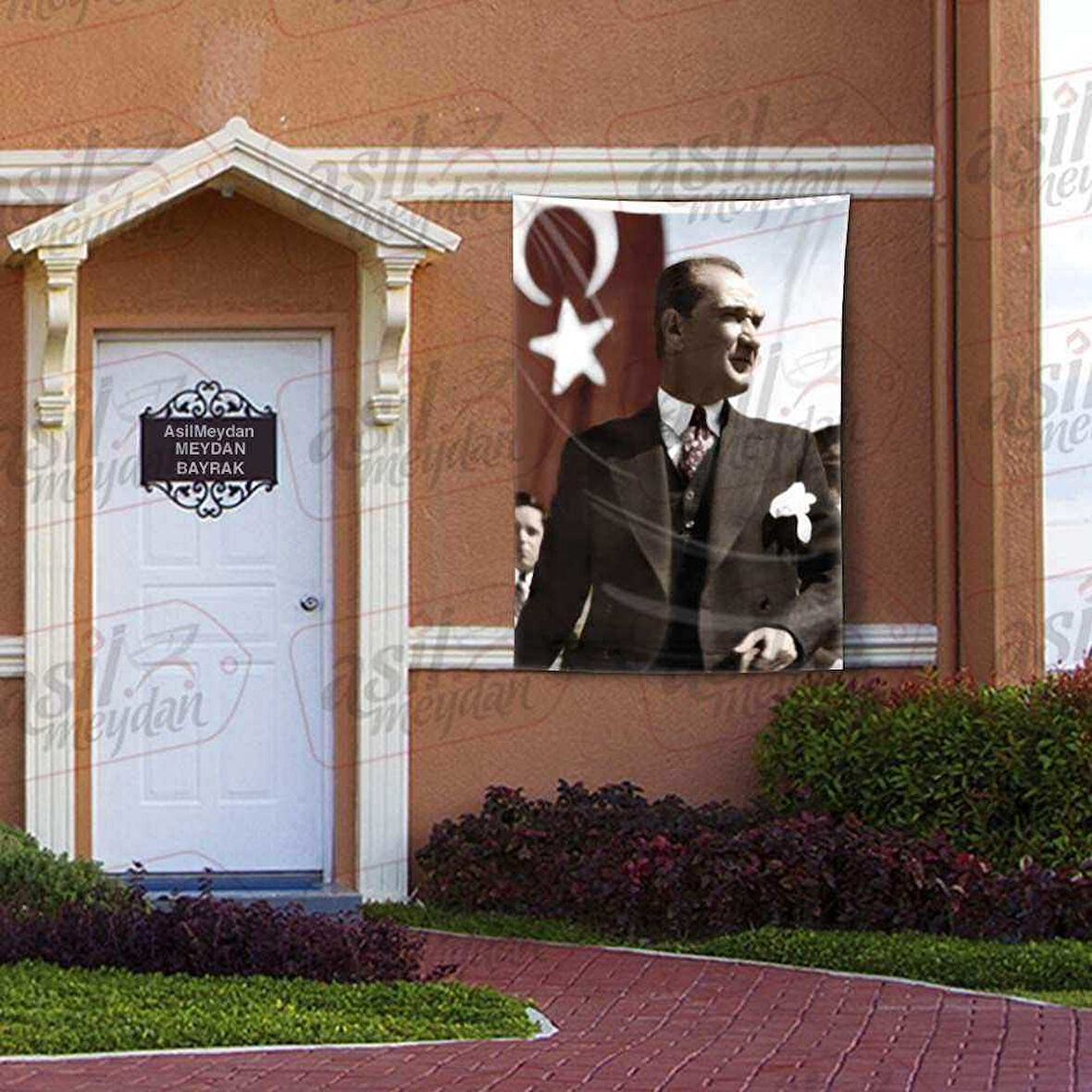 Modern Şık Takım Elbiseli Gazi Mustafa Kemal Atatürk - Ay Yıldızlı Poster Bayrak 100x150 Cm