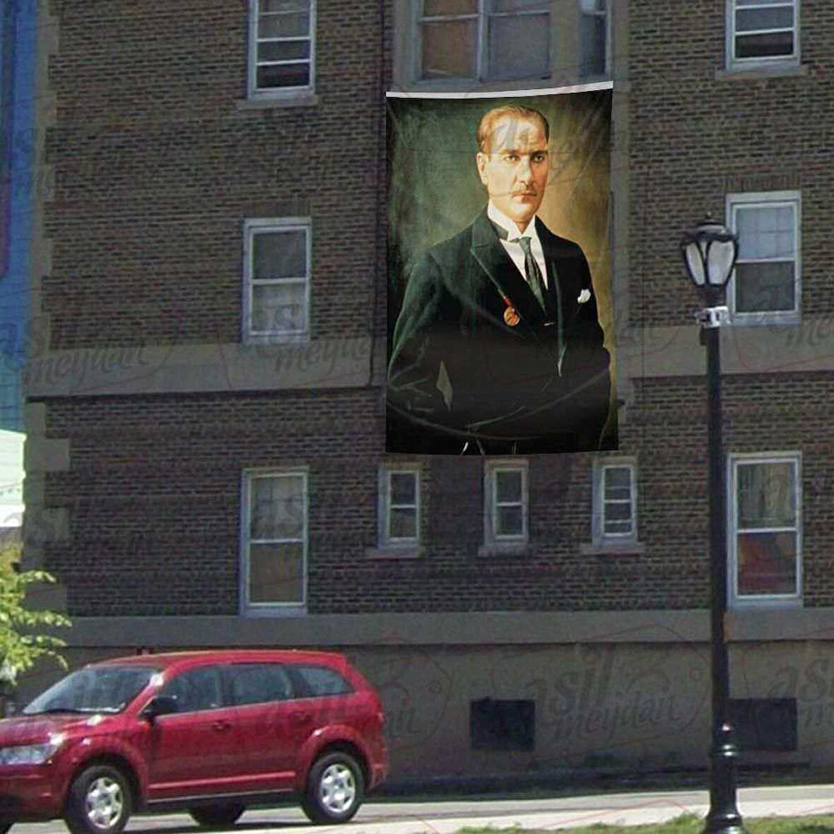Şık Takım Elbiseli Sivil Gazi Mustafa Kemal Atatürk -poster Cephe Bayrak - 300x450cm