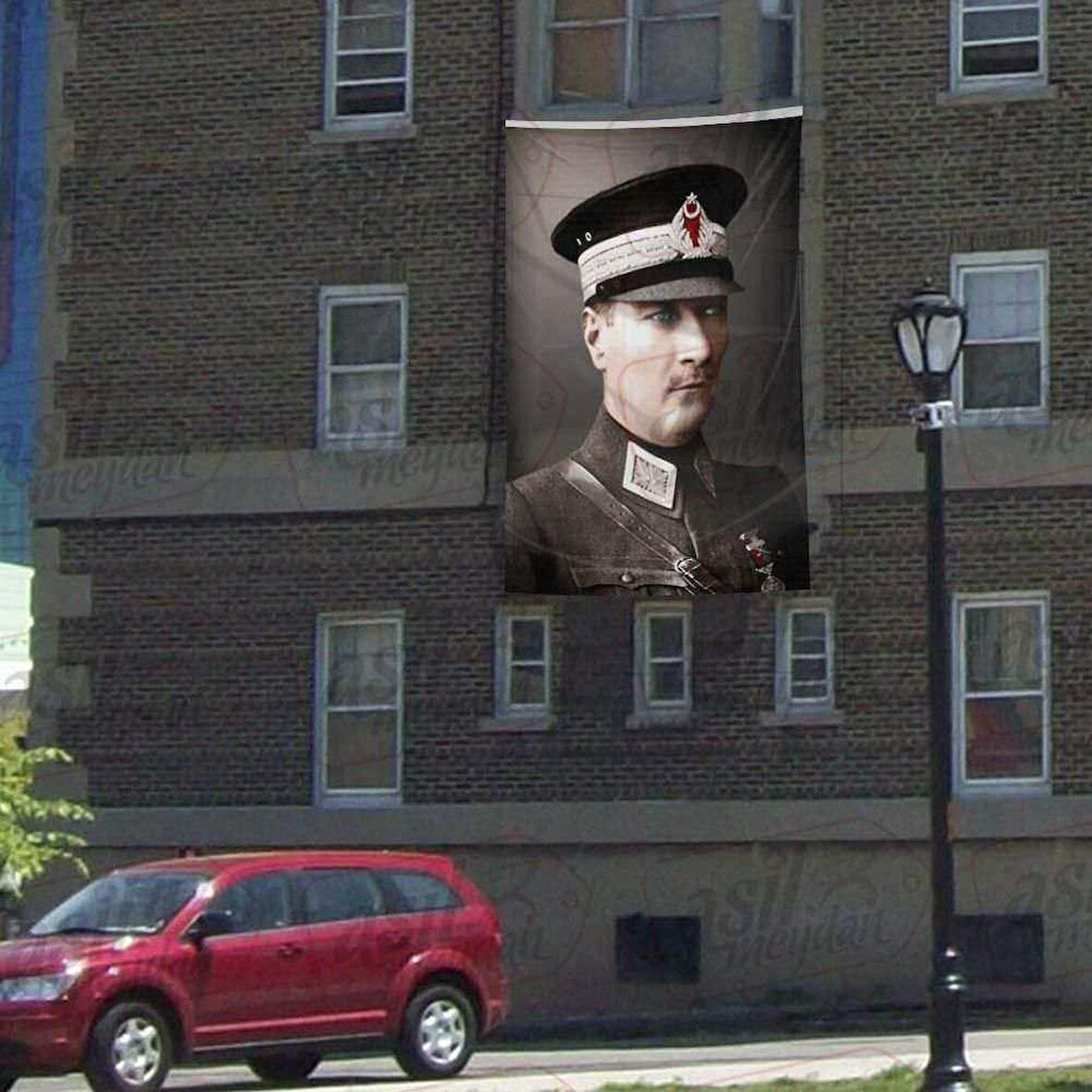 Askeri Üniformalı Gazi Mustafa Kemal Atatürk - Poster Cephe Bayrak - 300x450cm