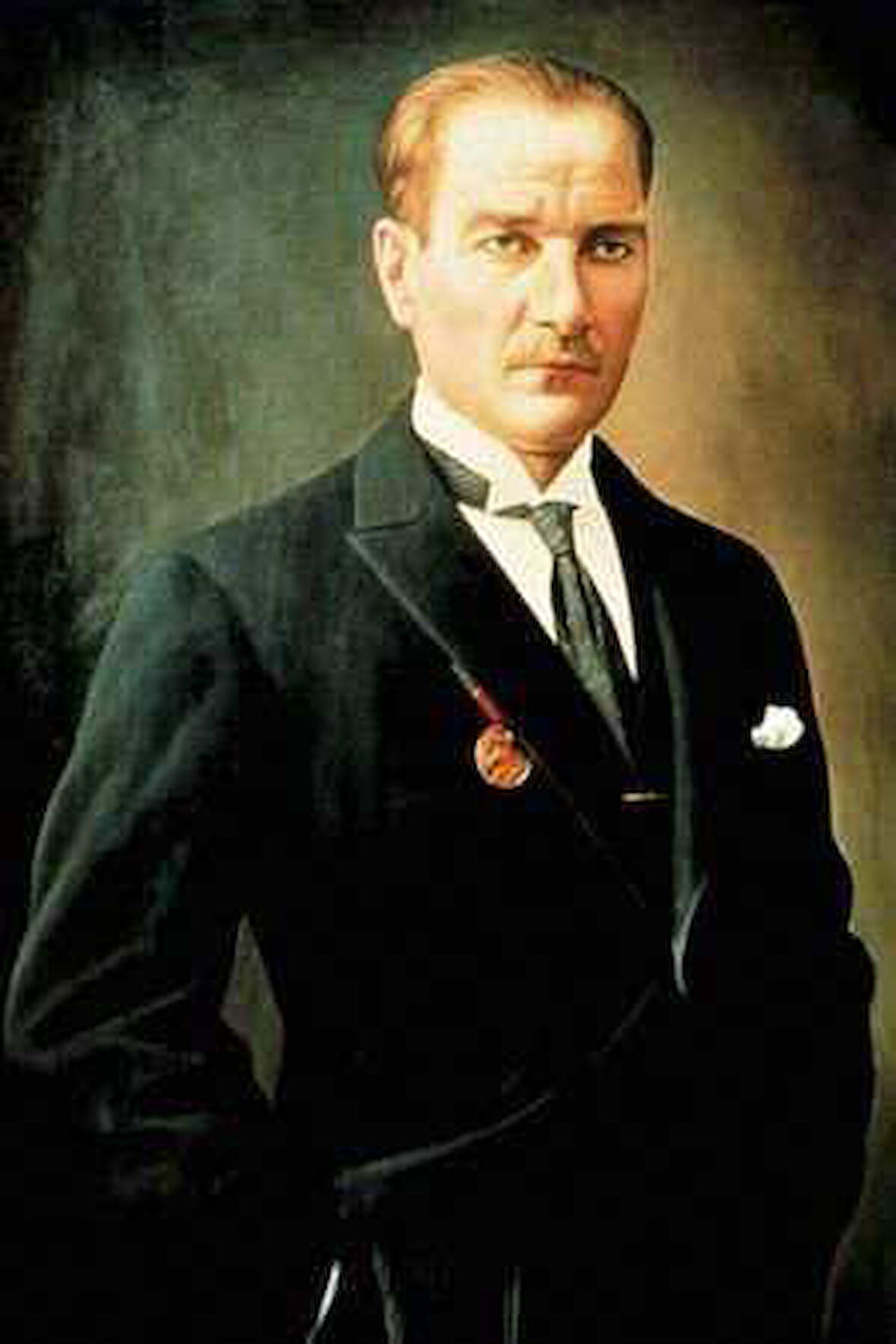 Şık Takım Elbiseli Sivil Gazi Mustafa Kemal Atatürk - Portre Cephe Poster Bayrak-4x6 Metre