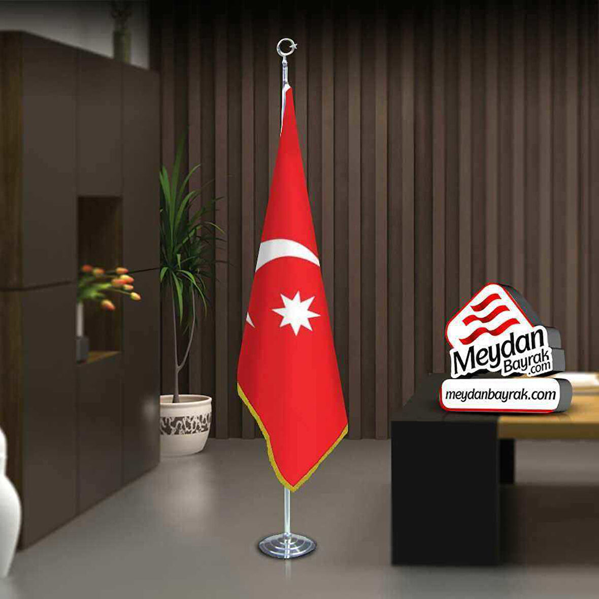 Osmanlı Son İmp, Bayrağı-17 Eski Türk Devleti-ofis-toplantı Odaları -direkli -saçaklı Makam Bayrağı