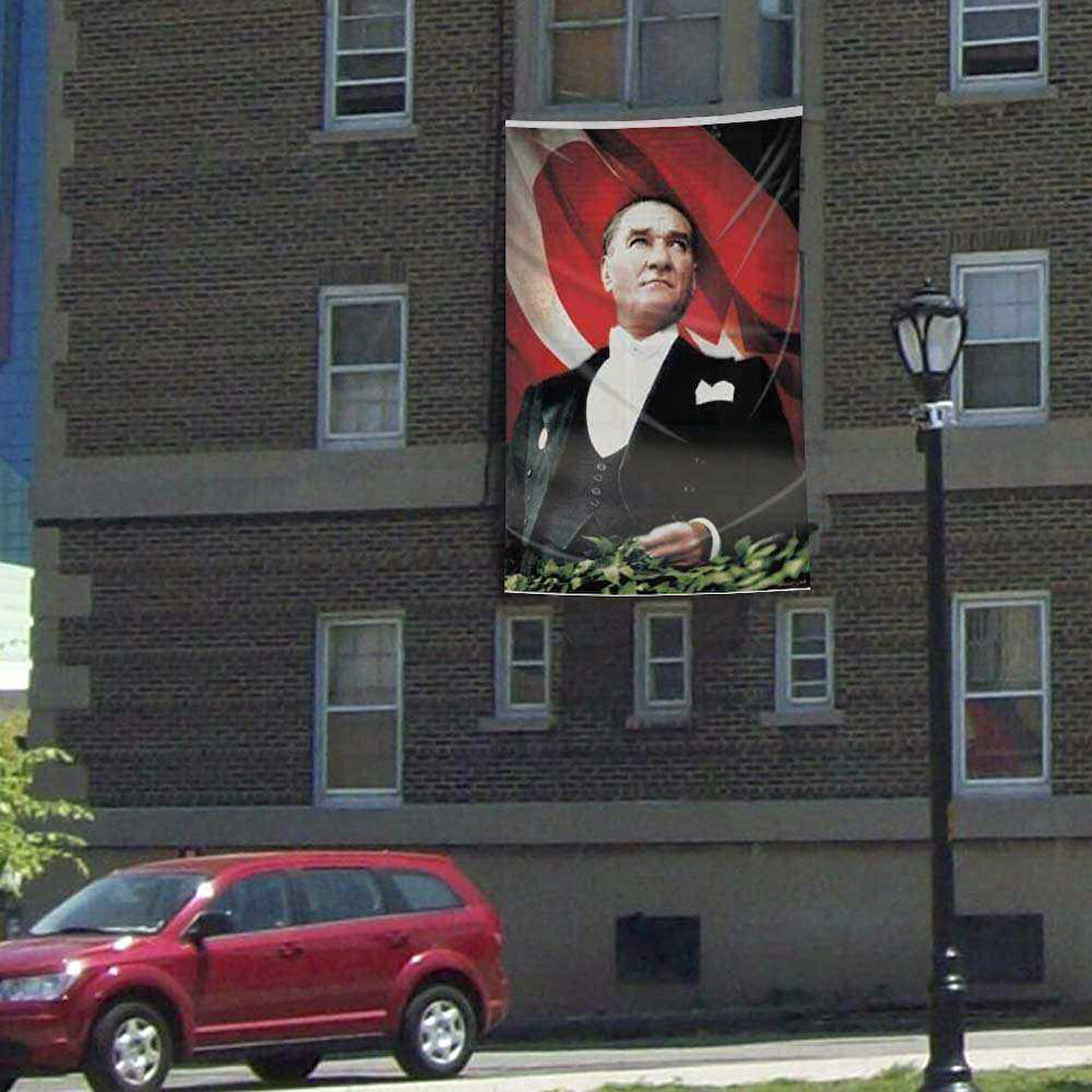 Ay Yıldızlı Sivil Mustafa Kemal Atatürk Poster Cephebayrak- 3x4,5 Metre
